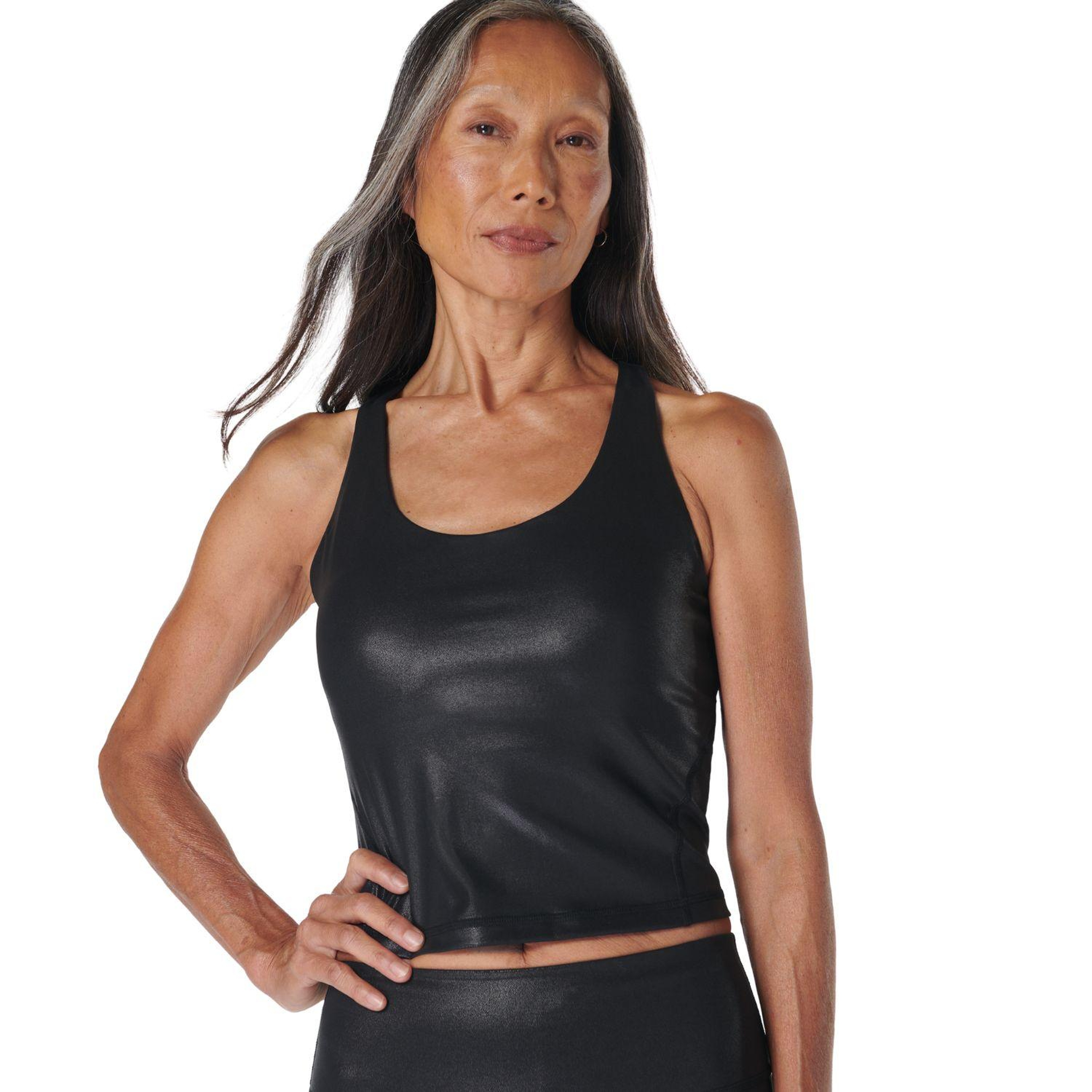 Sweaty Betty Glow Shine Bra Kadın Siyah Koşu Tank Top