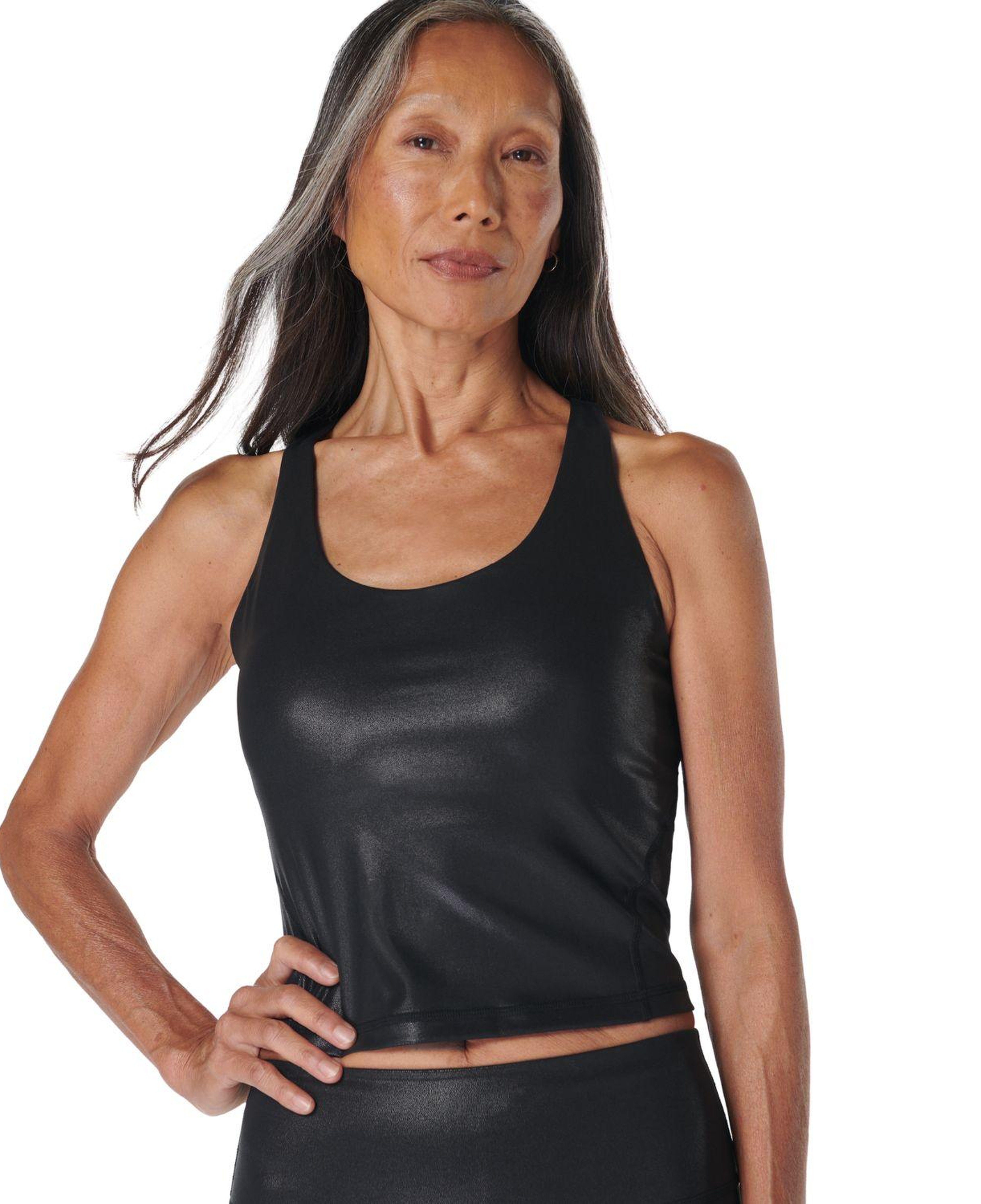 Sweaty Betty Glow Shine Bra Kadın Siyah Koşu Tank Top