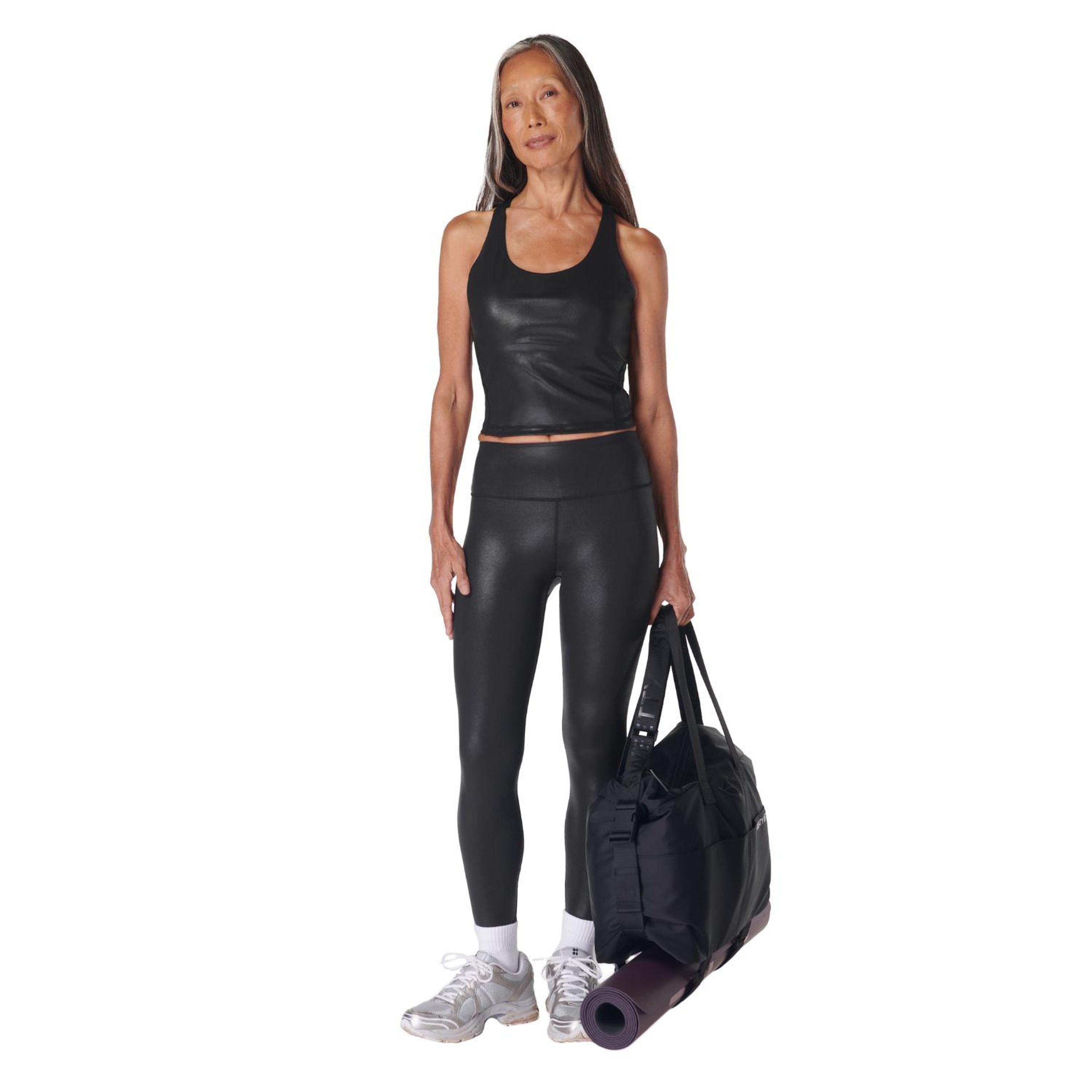 Sweaty Betty Glow Shine Bra Kadın Siyah Koşu Tank Top