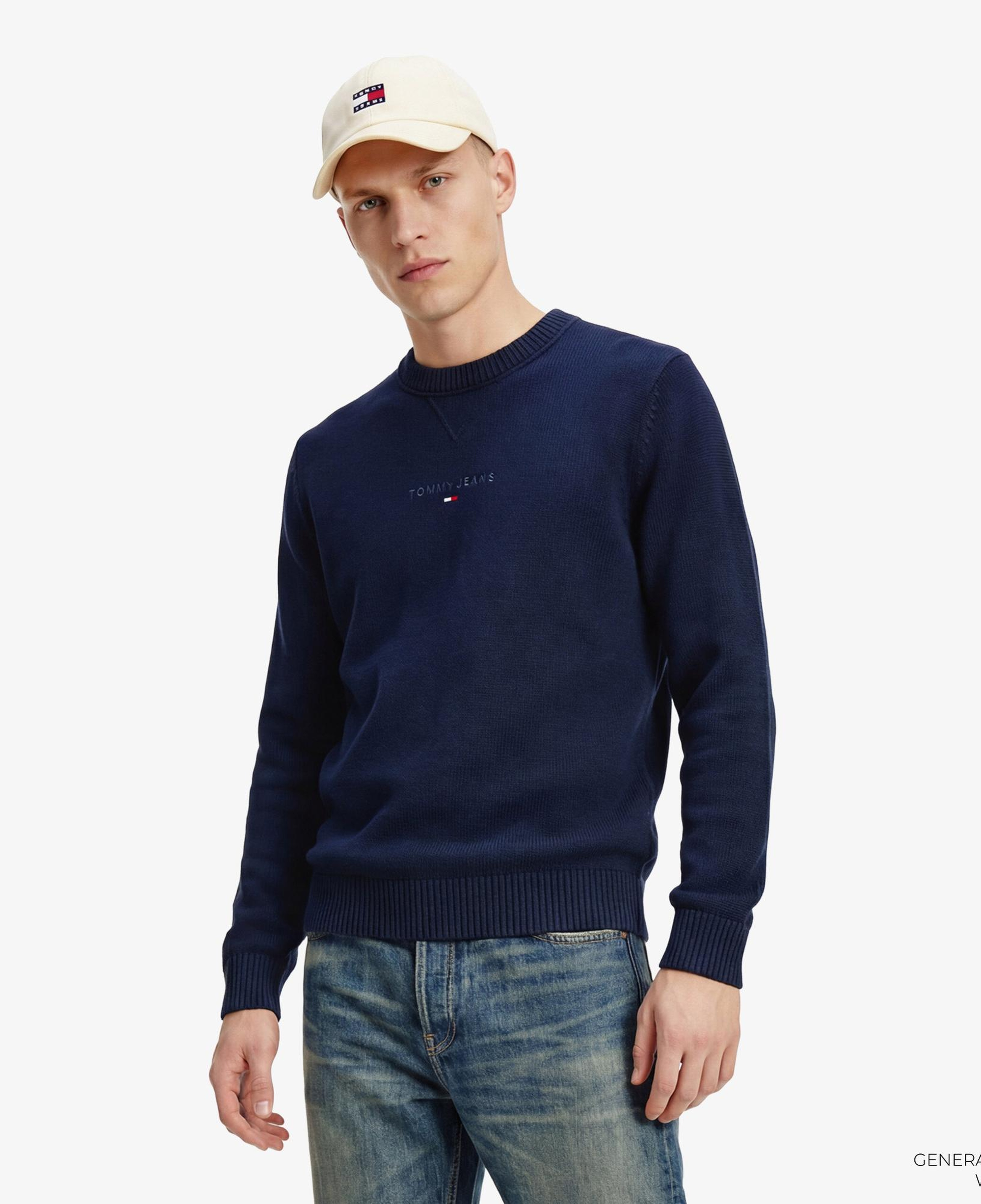 Tommy Hilfiger Linear Erkek Lacivert Triko