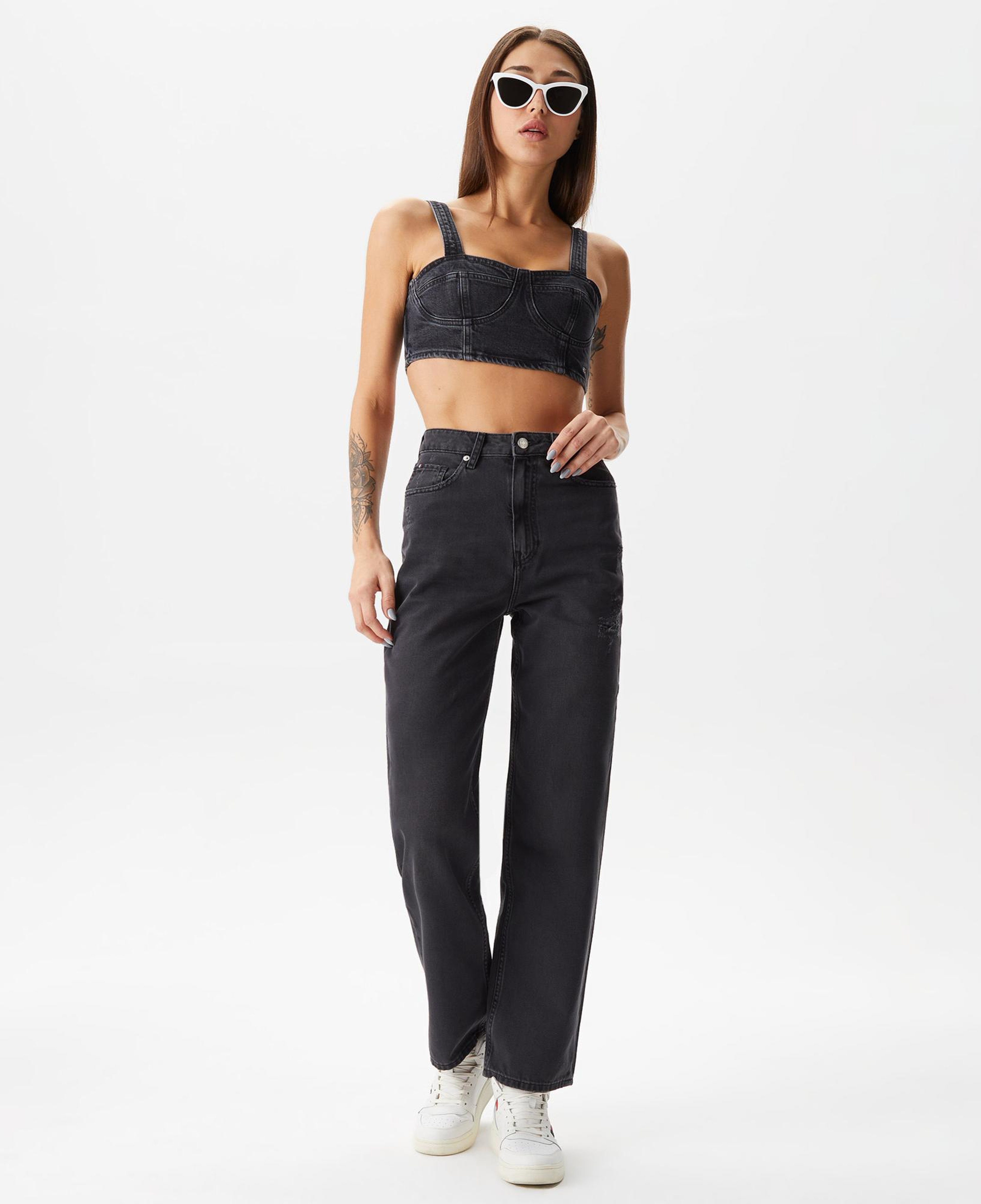 Tommy Jeans Kadın Crop Gri Büstiyer