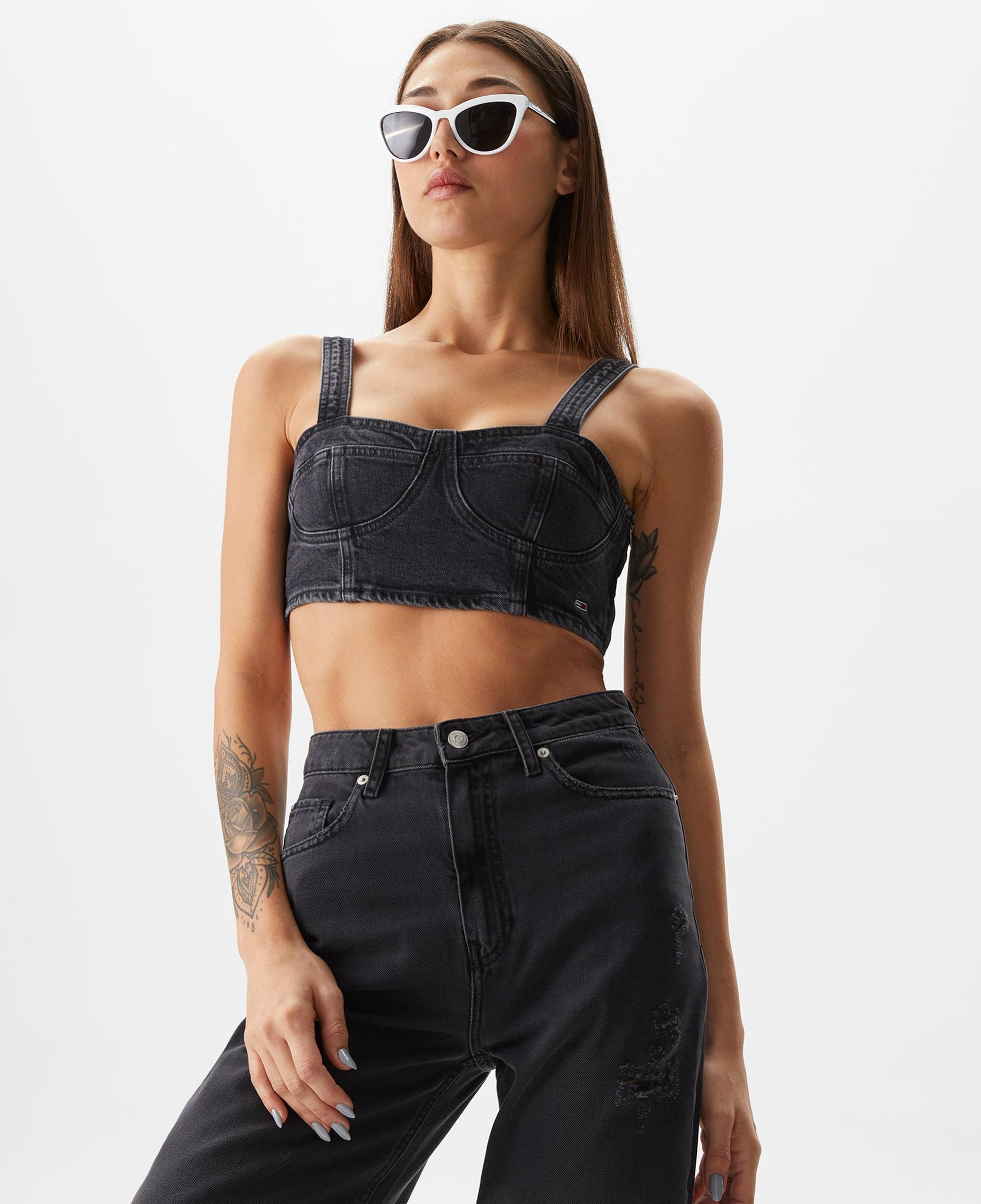 Tommy Jeans Kadın Crop Gri Büstiyer