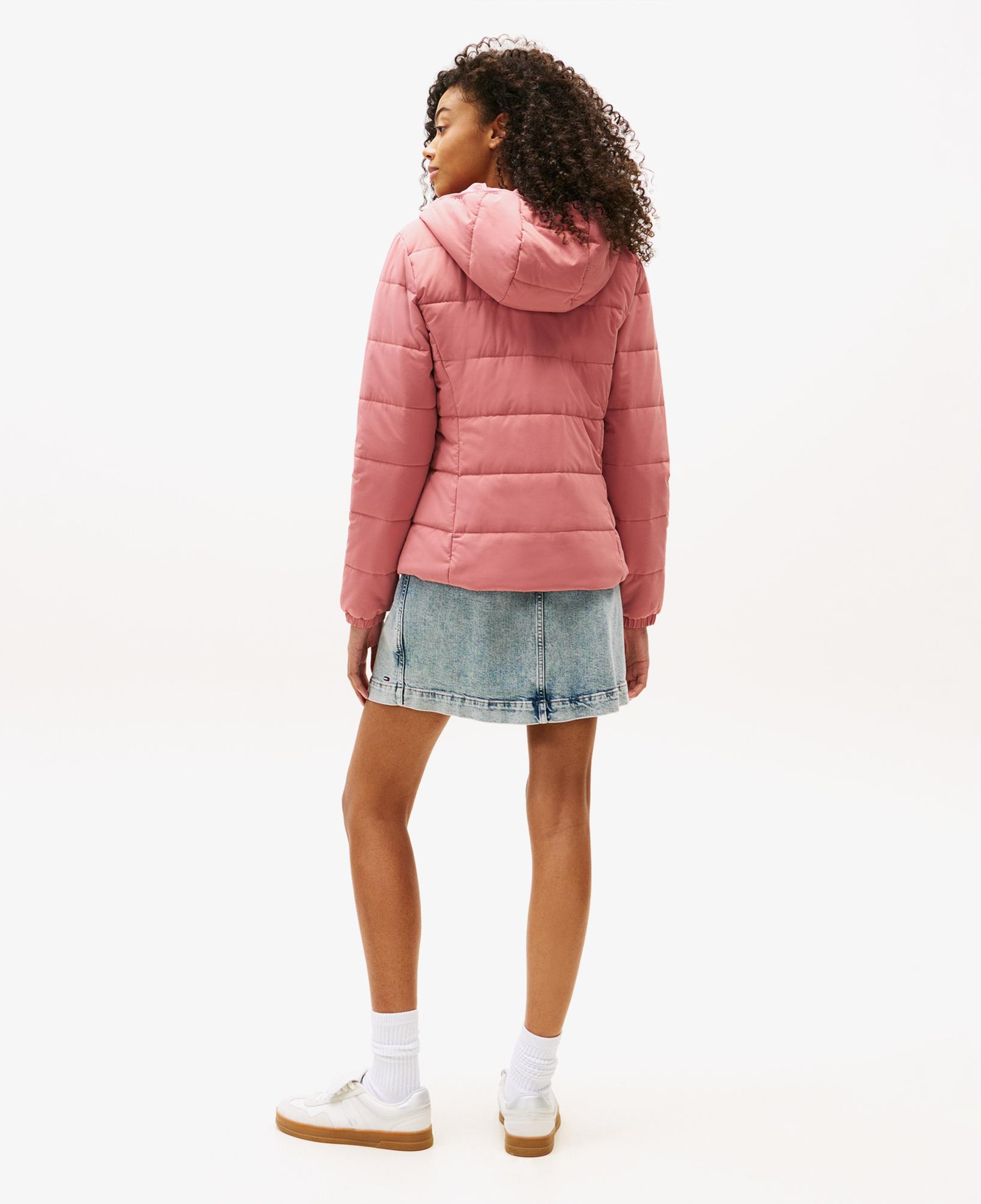 Tommy Jeans Slim Padded Kadın Puffer Pembe Mont