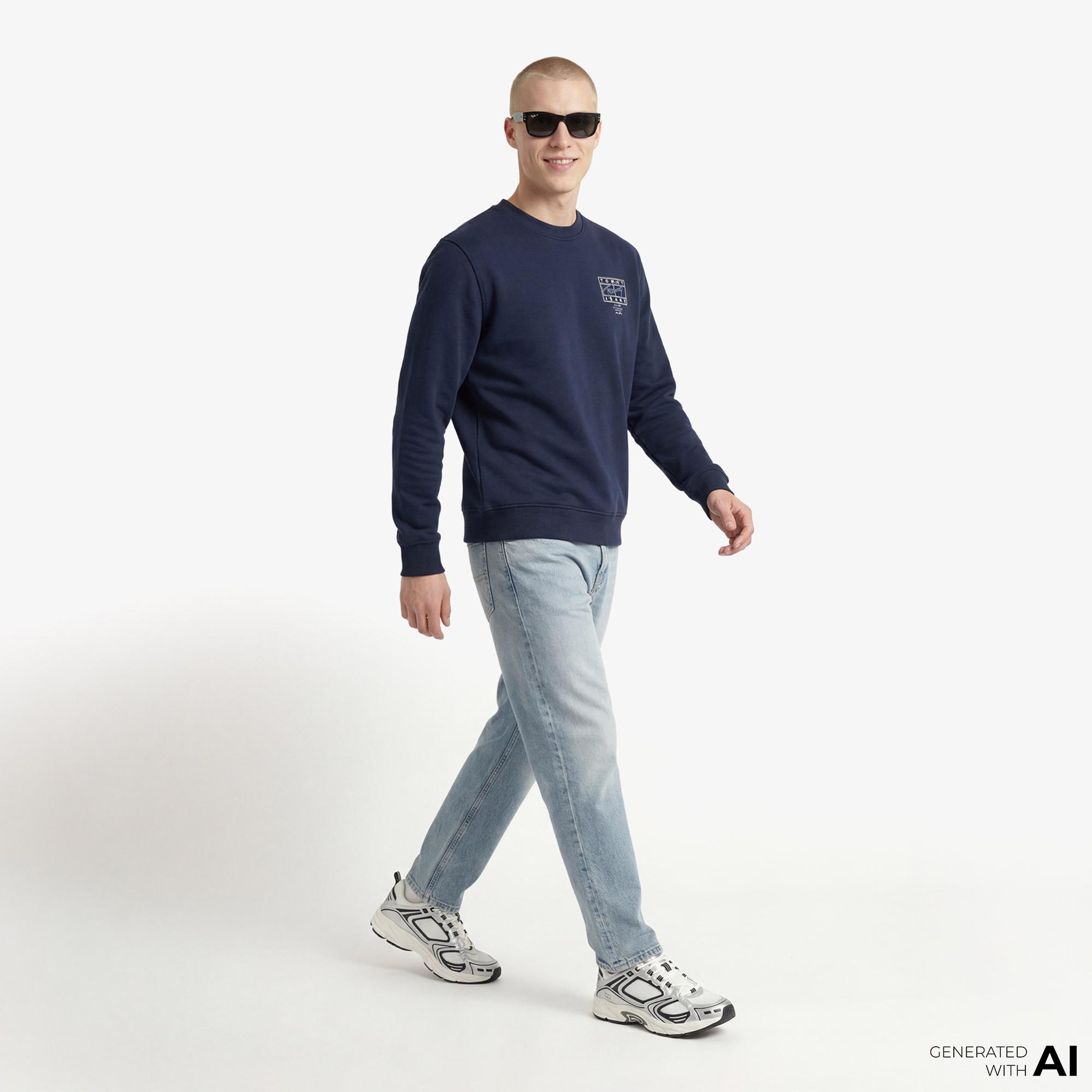 Tommy Hilfiger Signature Erkek Lacivert Sweatshirt