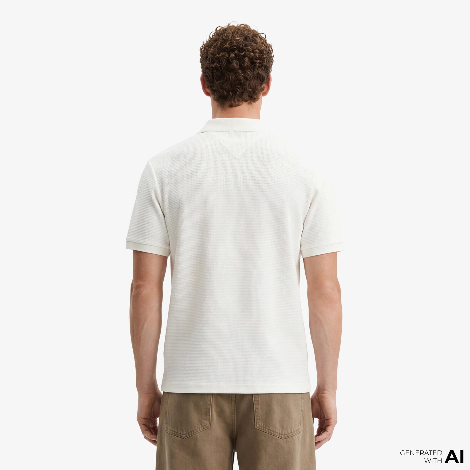 Tommy Hilfiger Performance Erkek Krem Rengi Polo Yaka T-Shirt