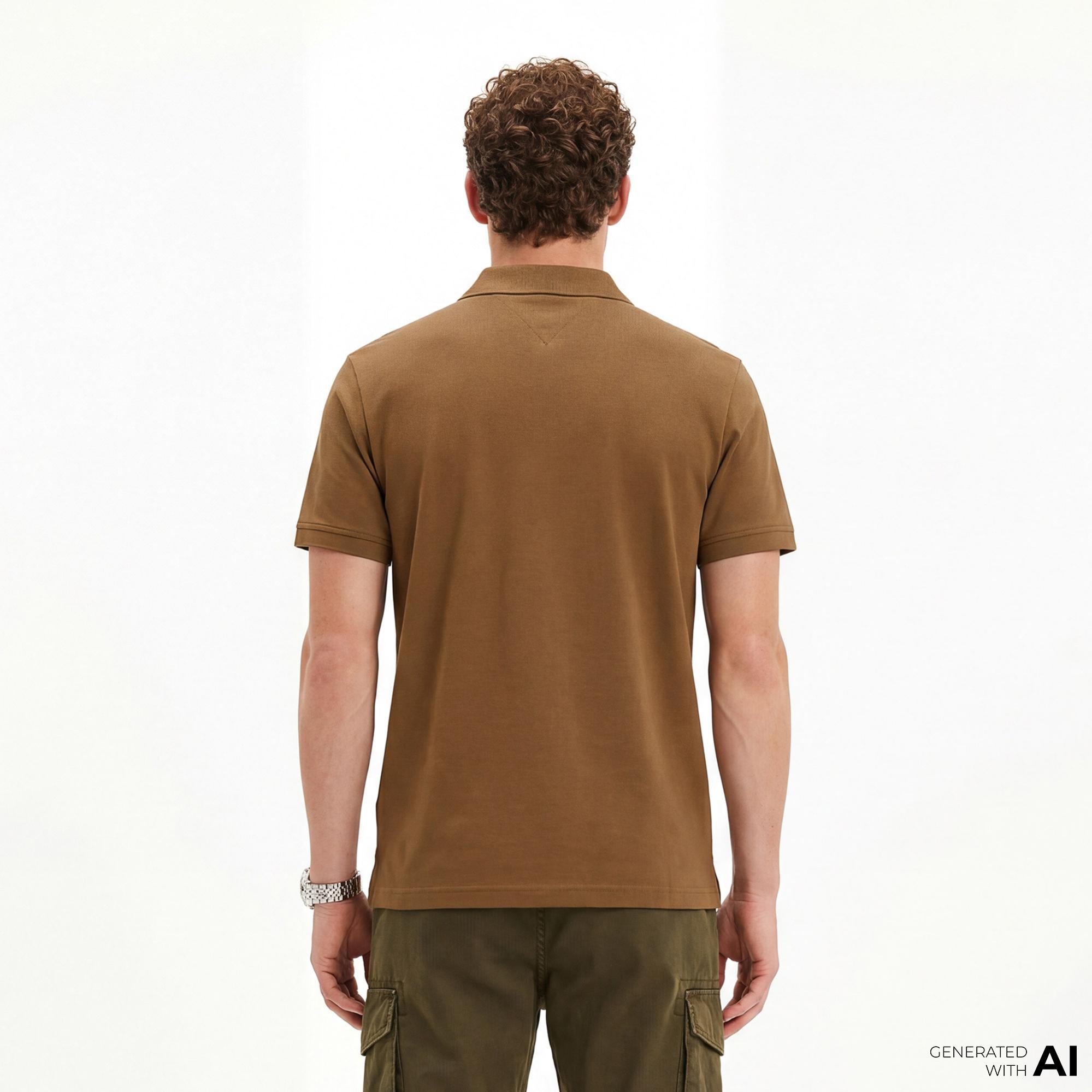 Tommy Hilfiger Seasonal Graphic Erkek Kahverengi Polo Yaka T-Shirt