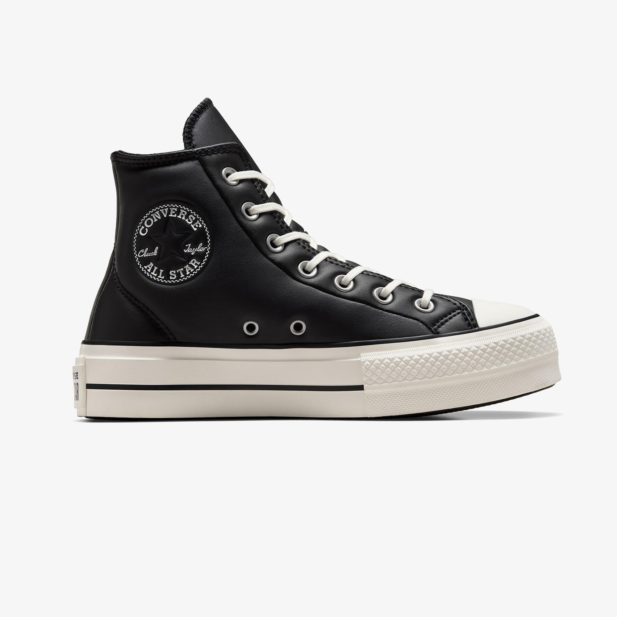Converse Chuck Taylor All Star Lift Unisex Siyah Deri Platform Sneaker