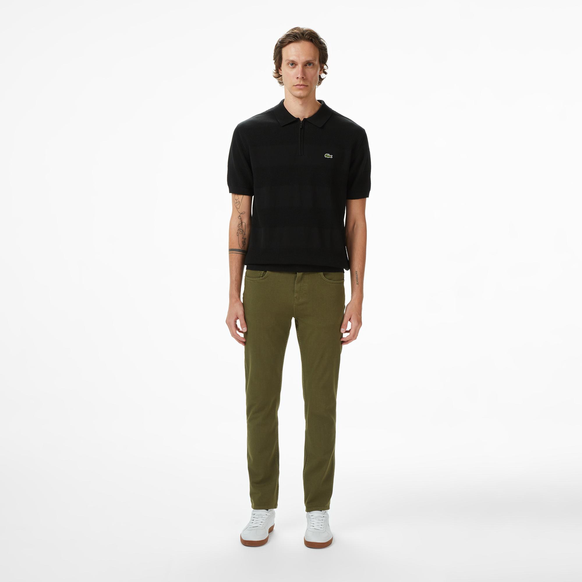 Lacoste Erkek Classic Fit Kısa Kollu Polo Yaka Çizgili Siyah Triko