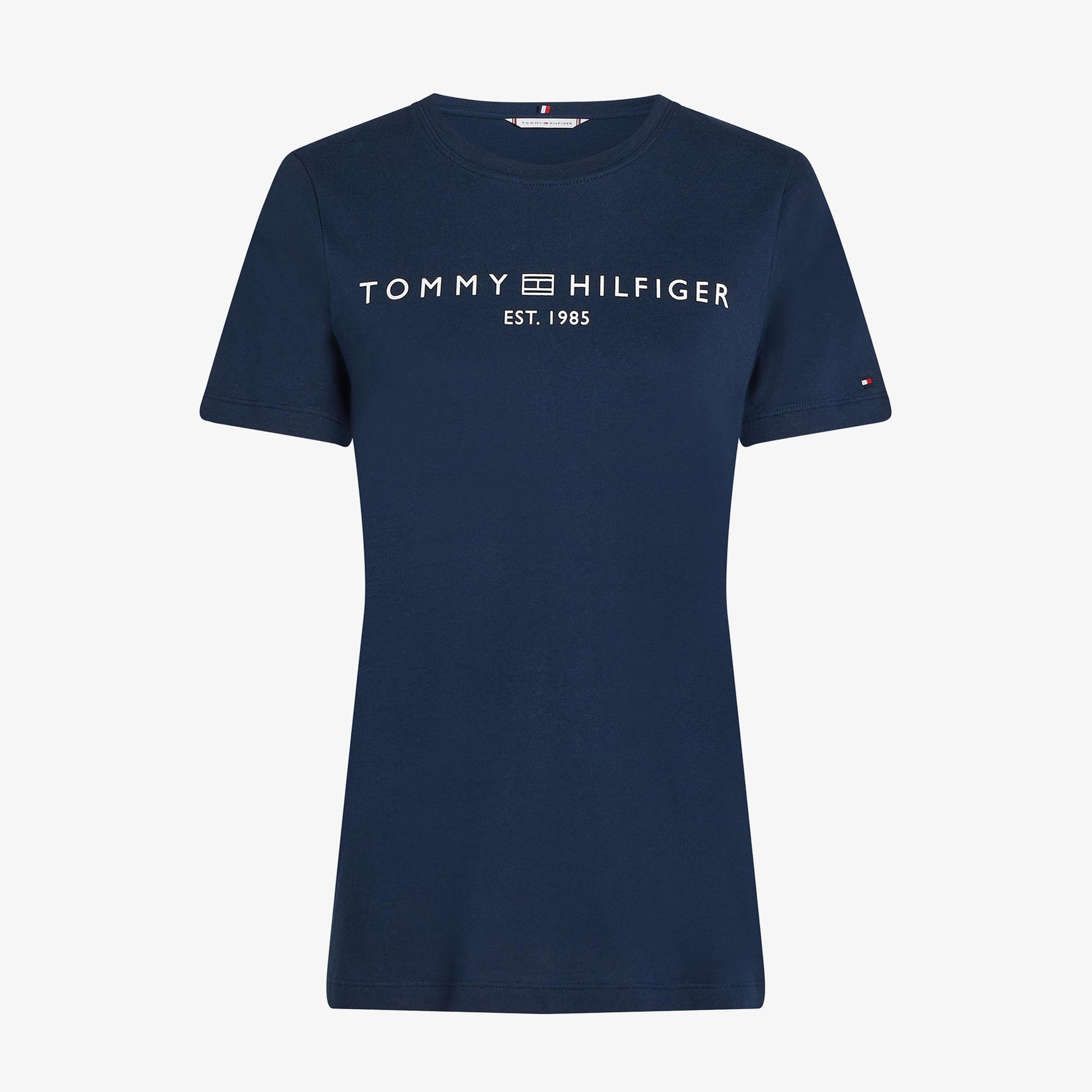 Tommy Hilfiger Corp Logo Kadın Lacivert Crop T-Shirt