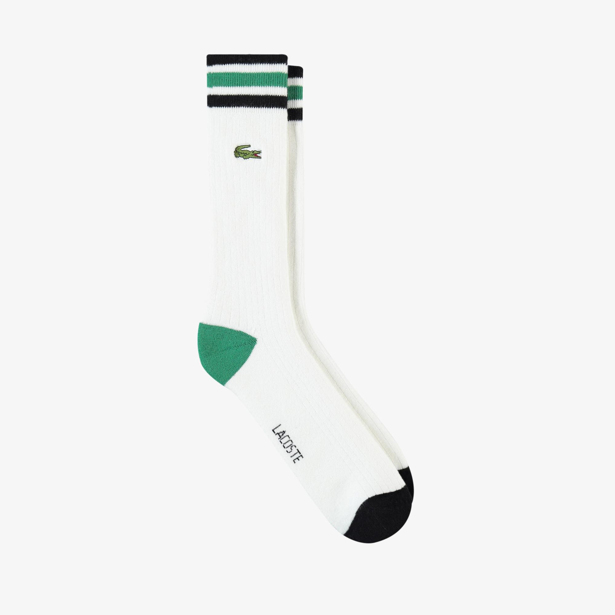 Lacoste Erkek Çizgili Beyaz Çorap