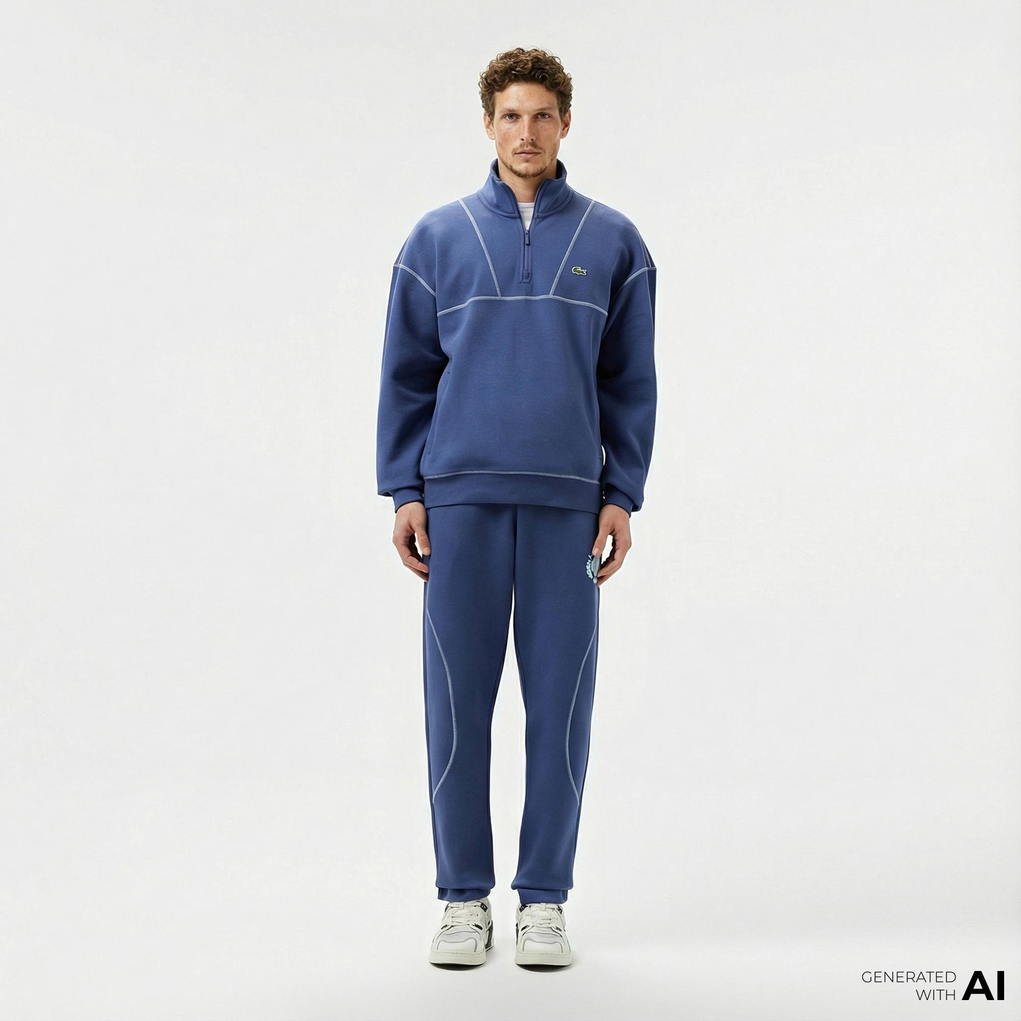 Lacoste Erkek Tapered Fit Baskılı Mavi Eşofman Altı