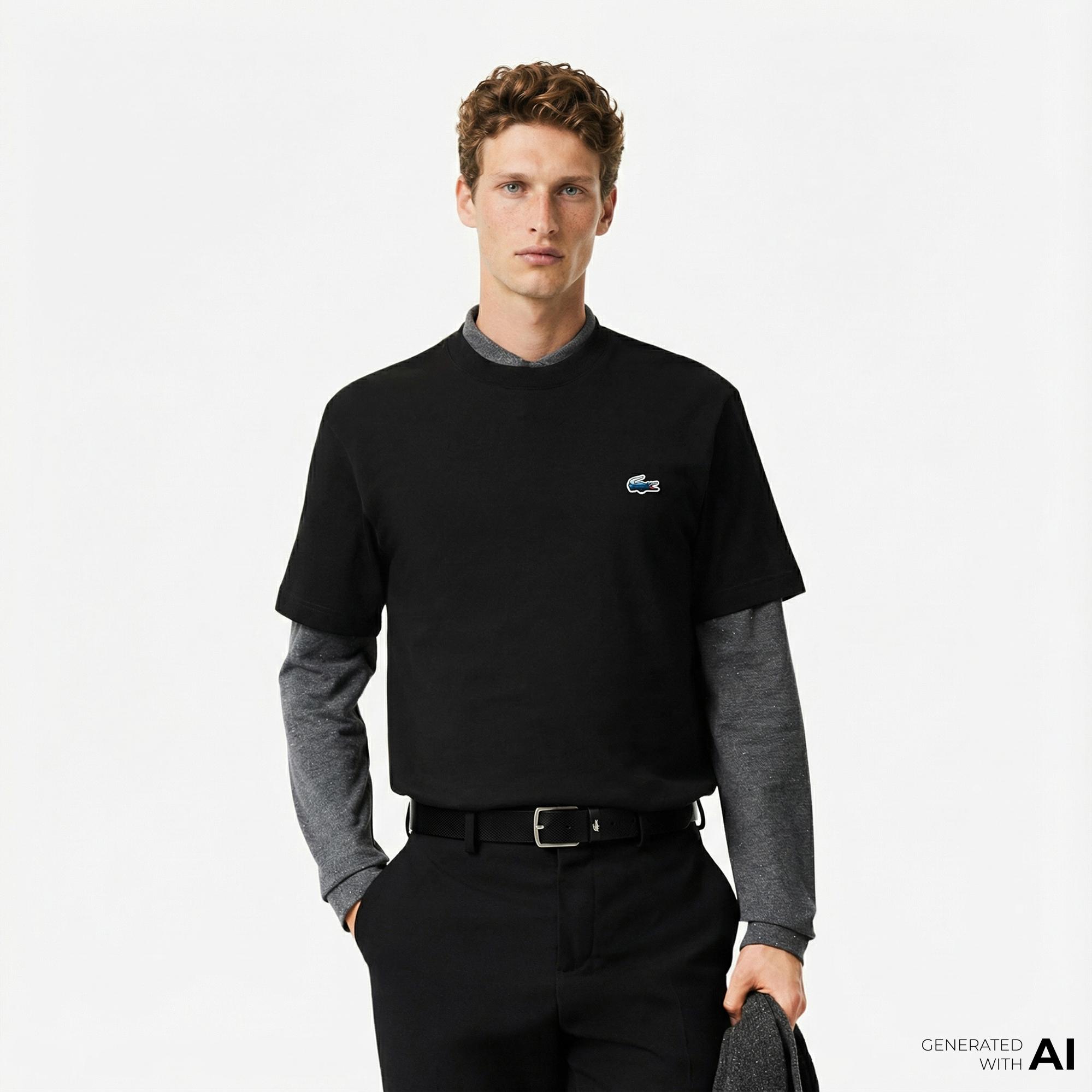 Lacoste Erkek Classic Fit Bisiklet Yaka Siyah T-Shirt