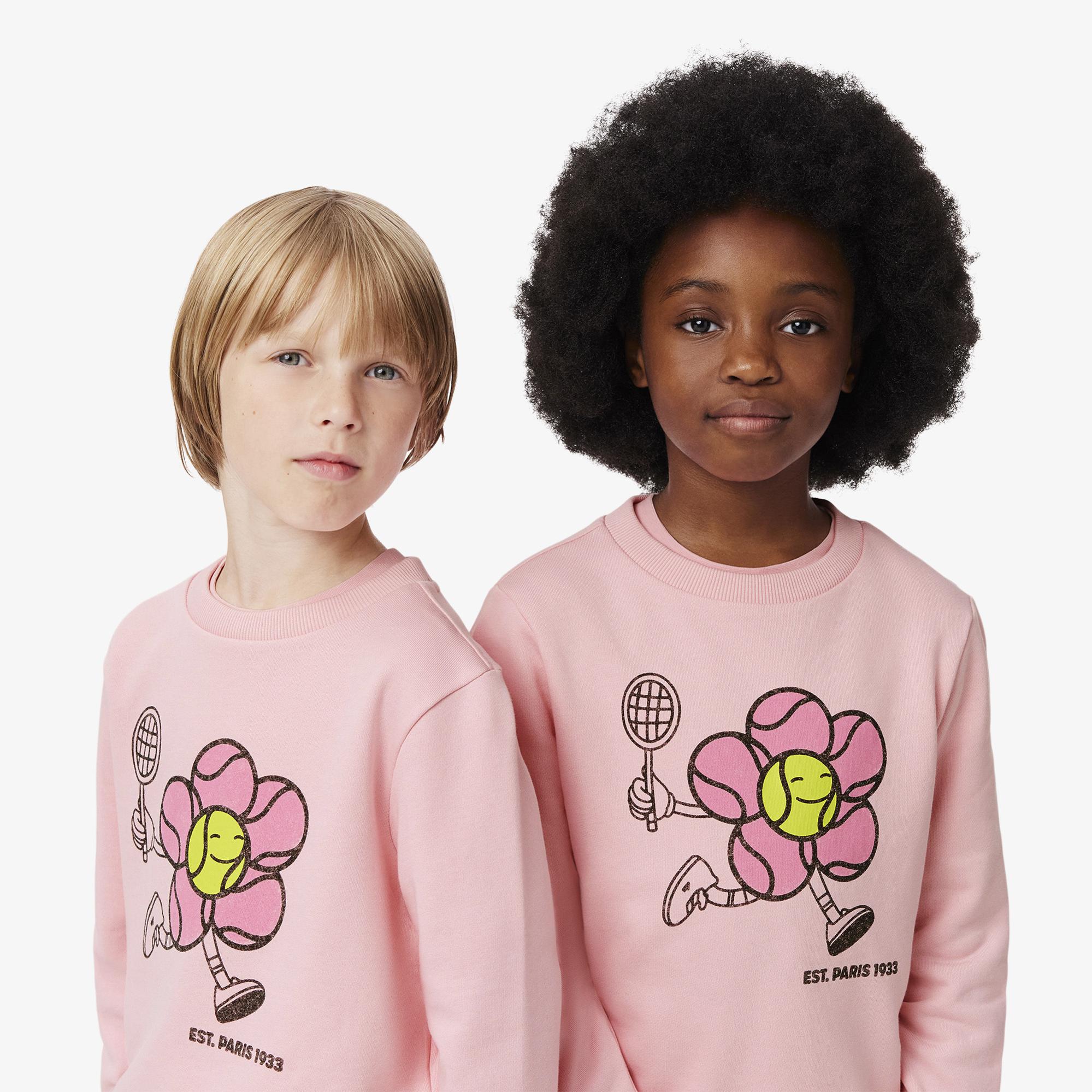 Lacoste Çocuk Baskılı Pembe Sweatshirt
