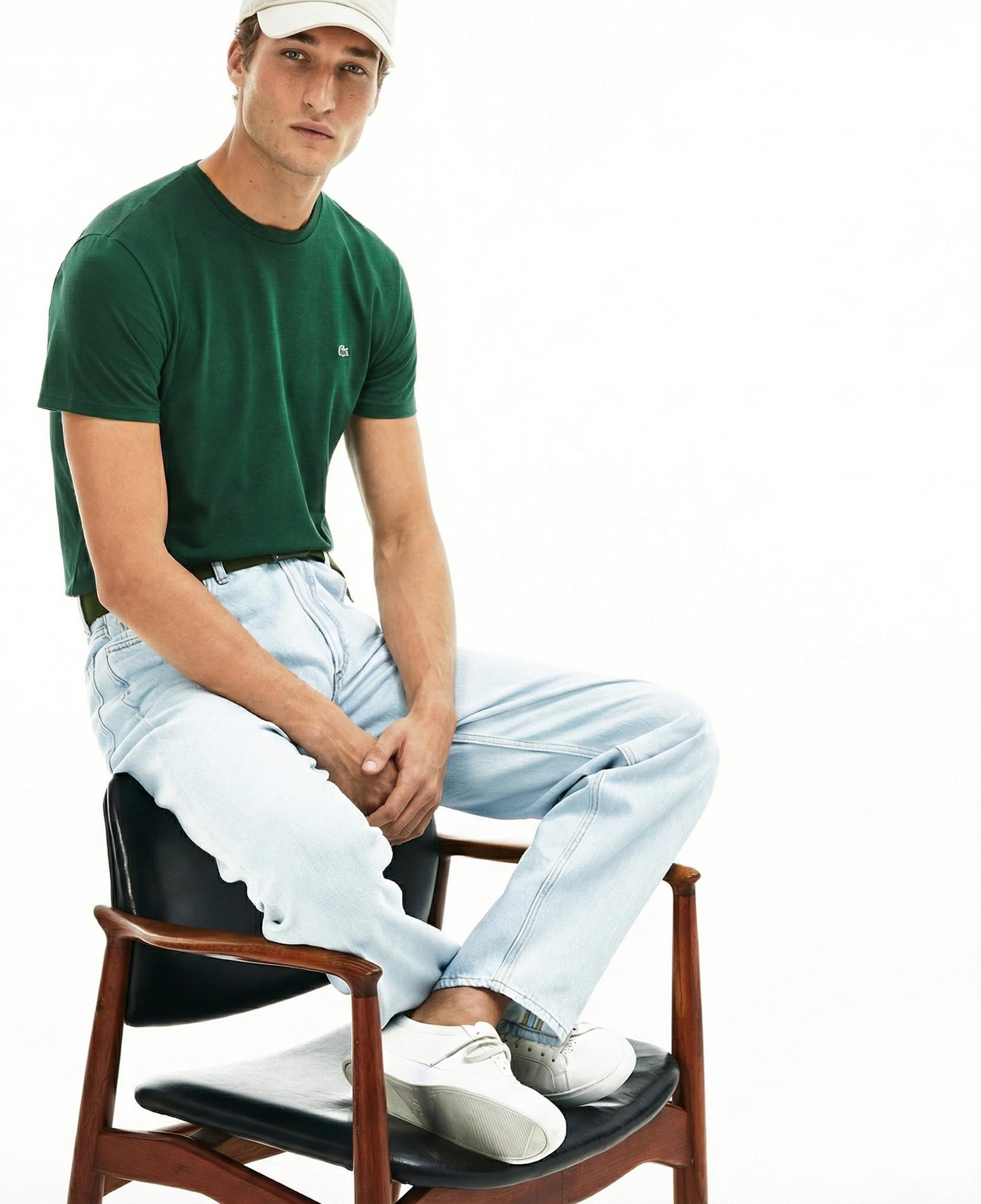 Lacoste Erkek Slim Fit Bisiklet Yaka Koyu Yeşil T-Shirt