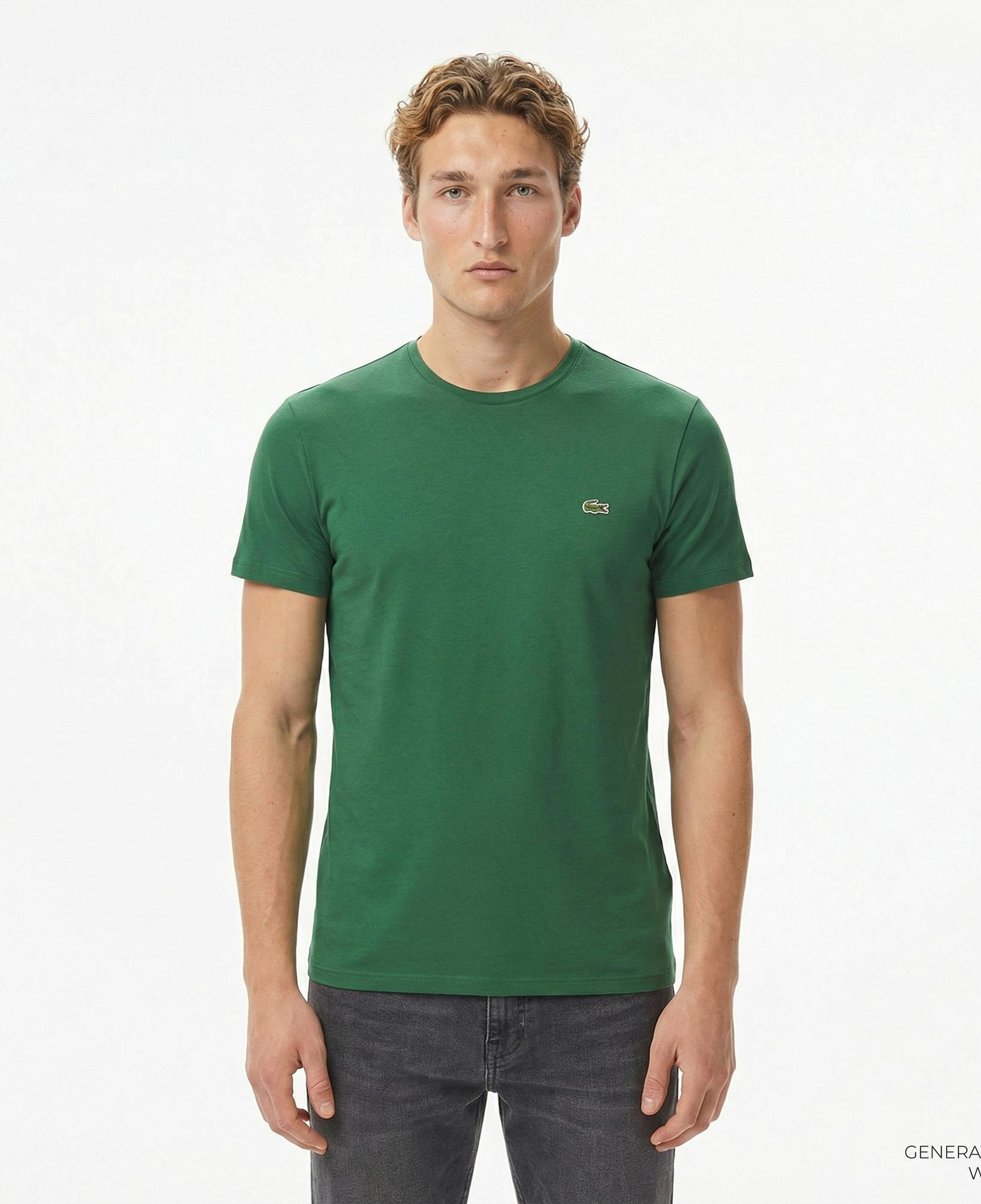 Lacoste Erkek Slim Fit Bisiklet Yaka Koyu Yeşil T-Shirt