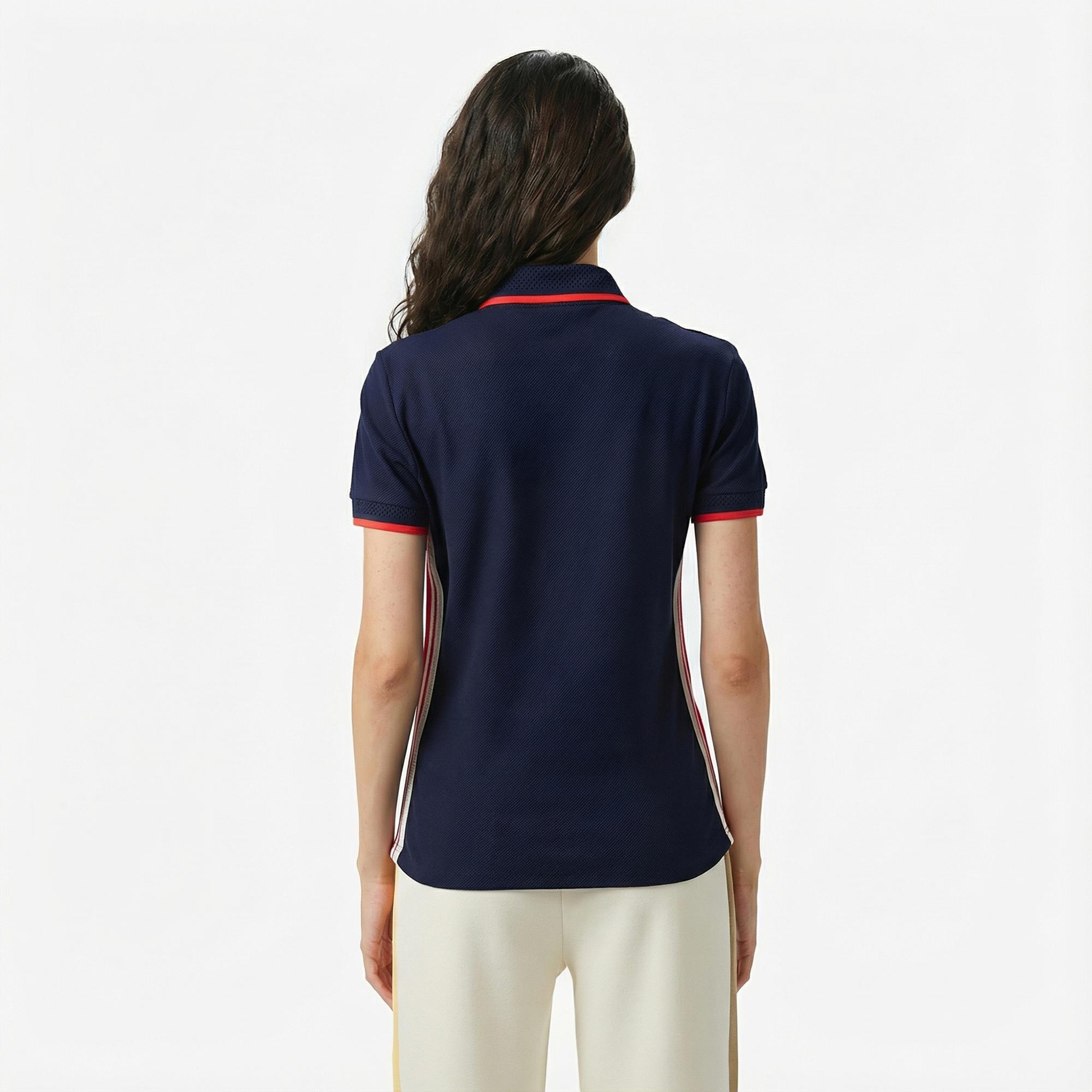 Lacoste Kadın Slim Fit Renk Bloklu Lacivert Polo