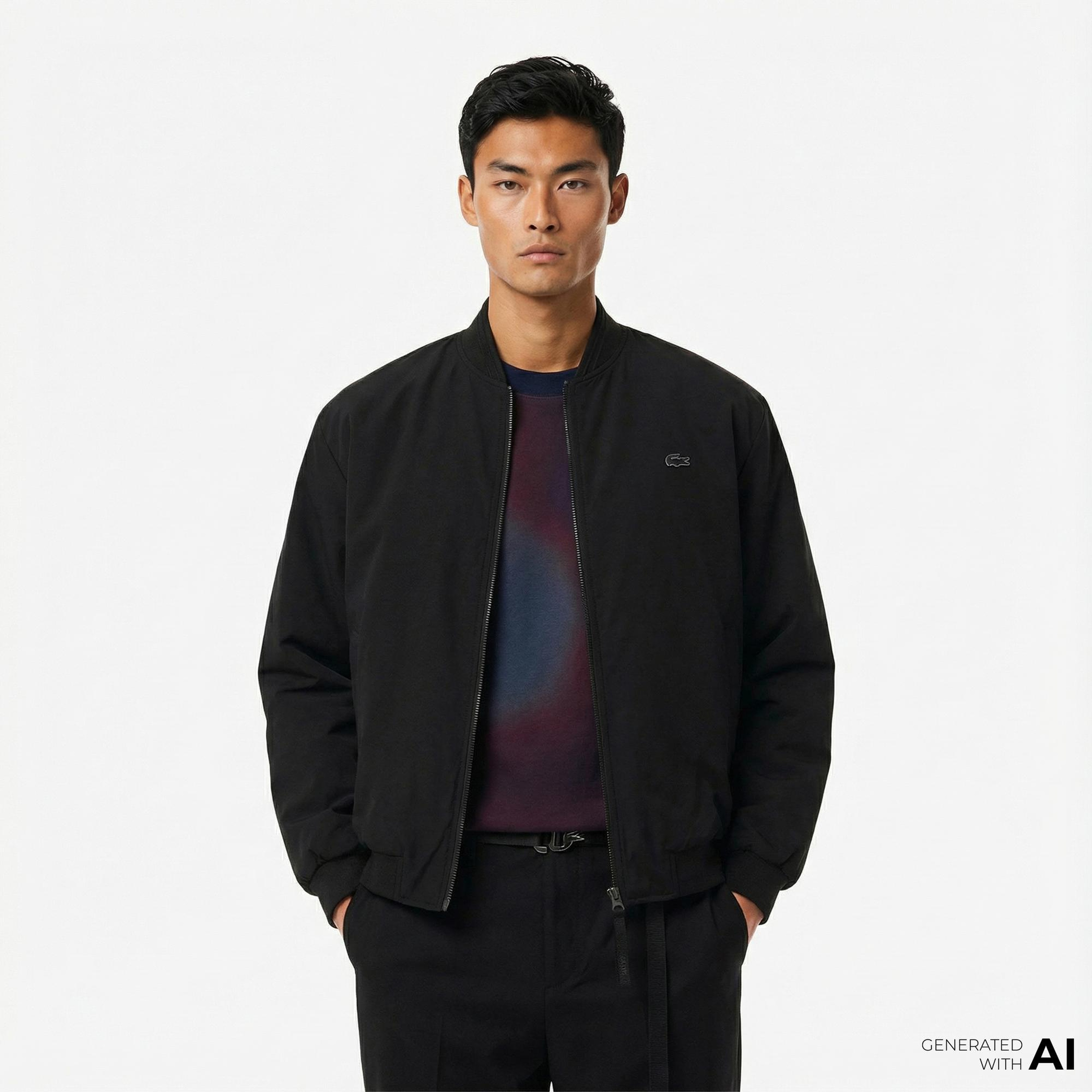 Lacoste Erkek Hakim Yaka Siyah Bomber Ceket