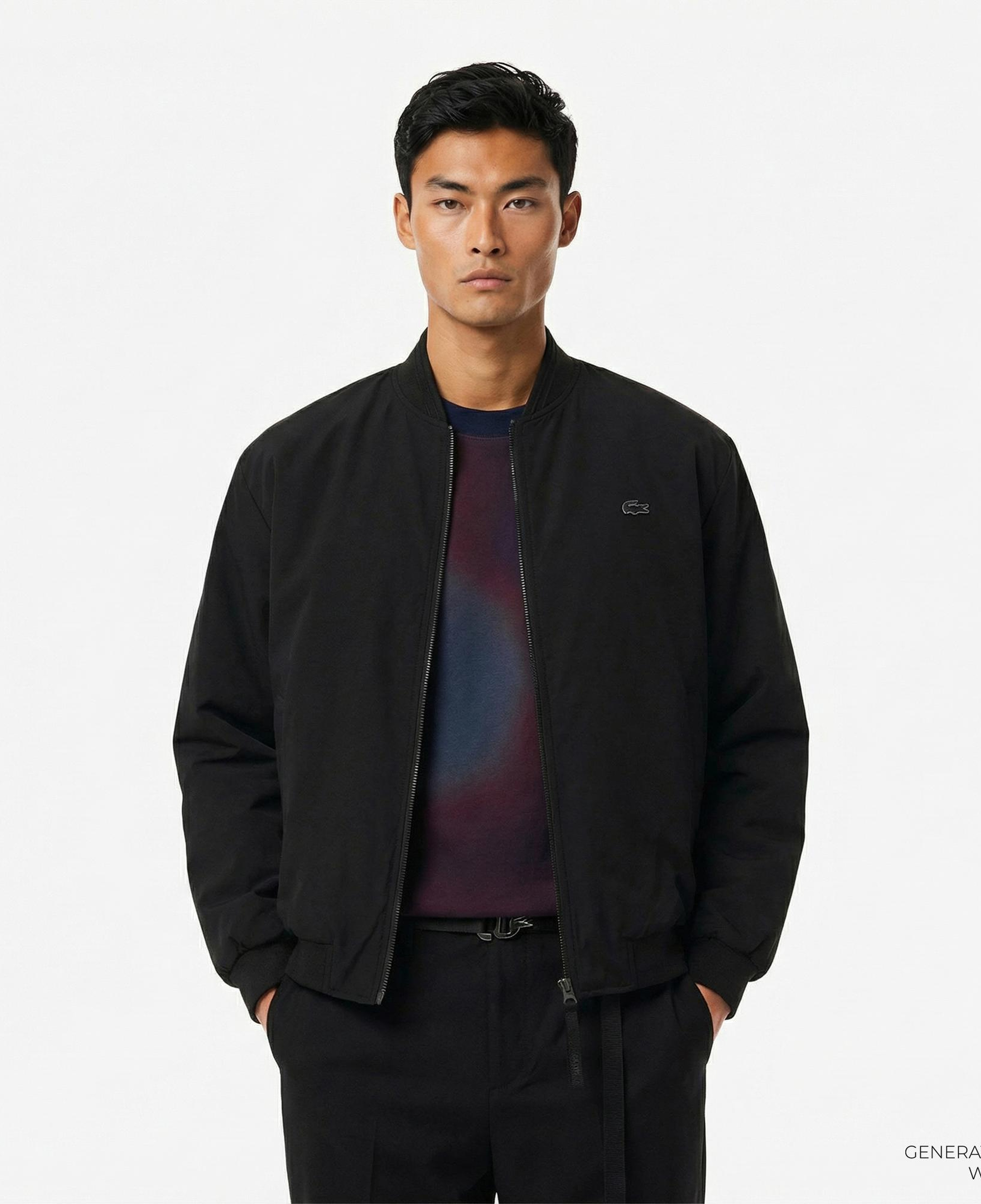 Lacoste Erkek Hakim Yaka Siyah Bomber Ceket