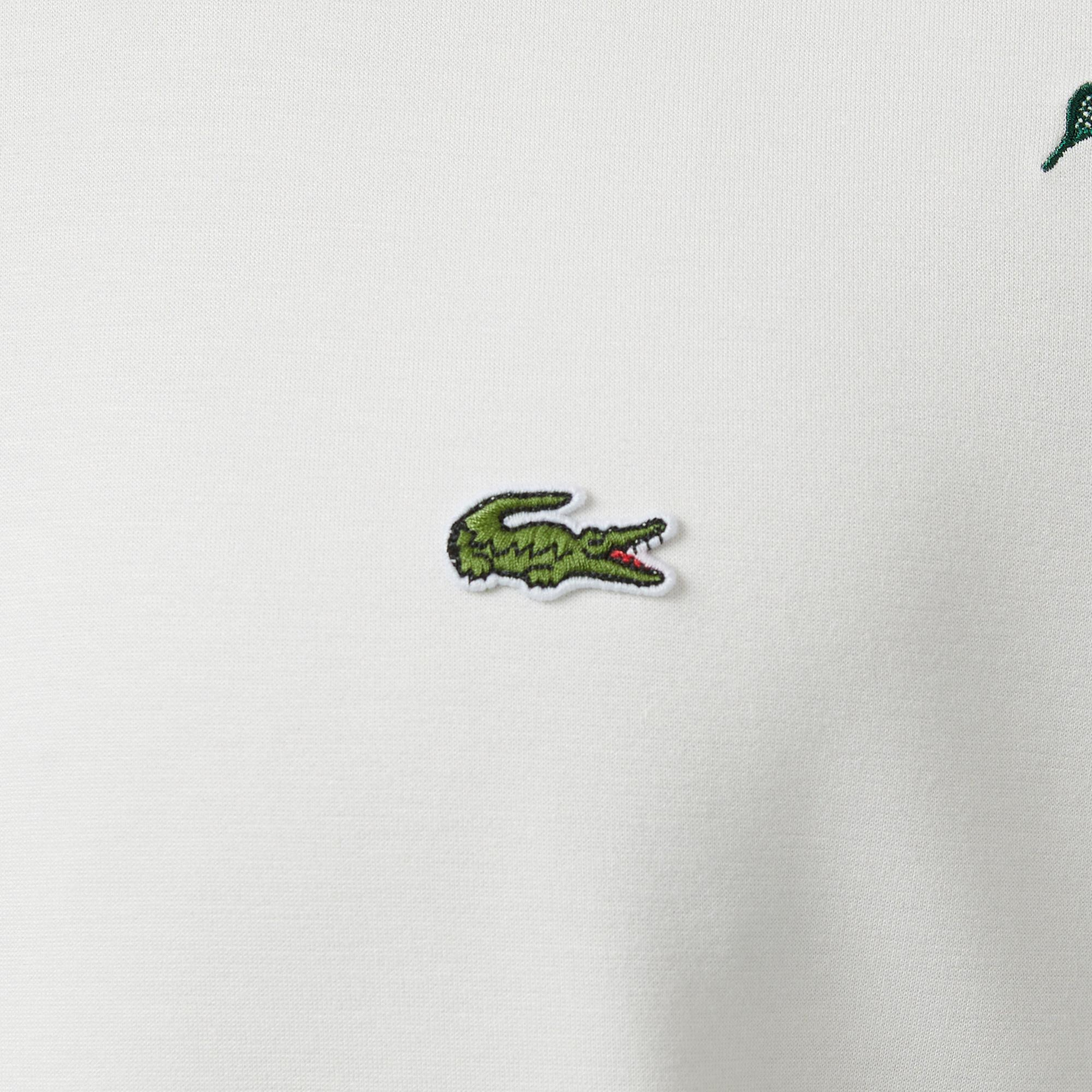 Lacoste Erkek Loose Fit Bisiklet Yaka Desenli Beyaz T-Shirt