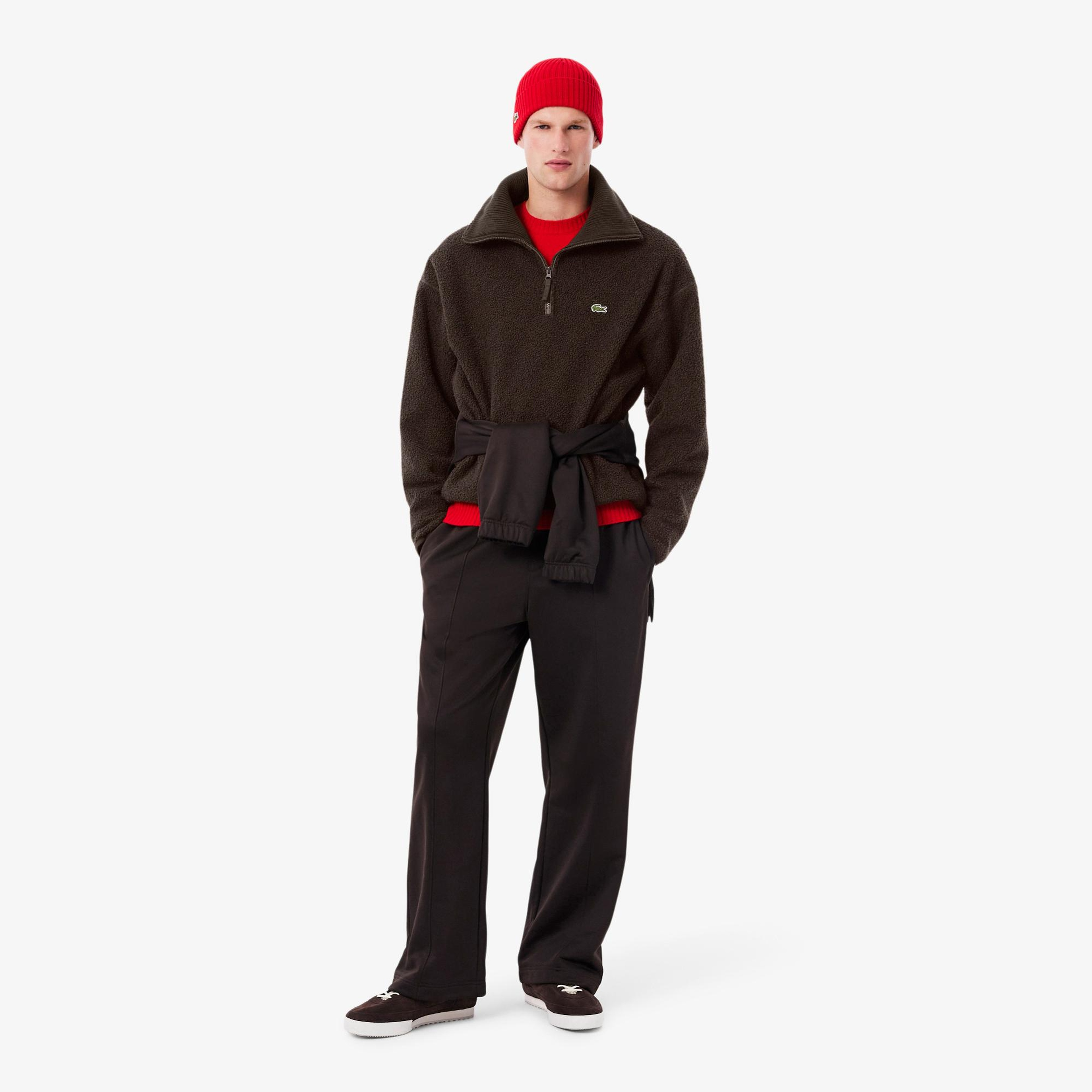 Lacoste Erkek Loose Fit Yarım Fermuarlı Kahverengi Sweatshirt