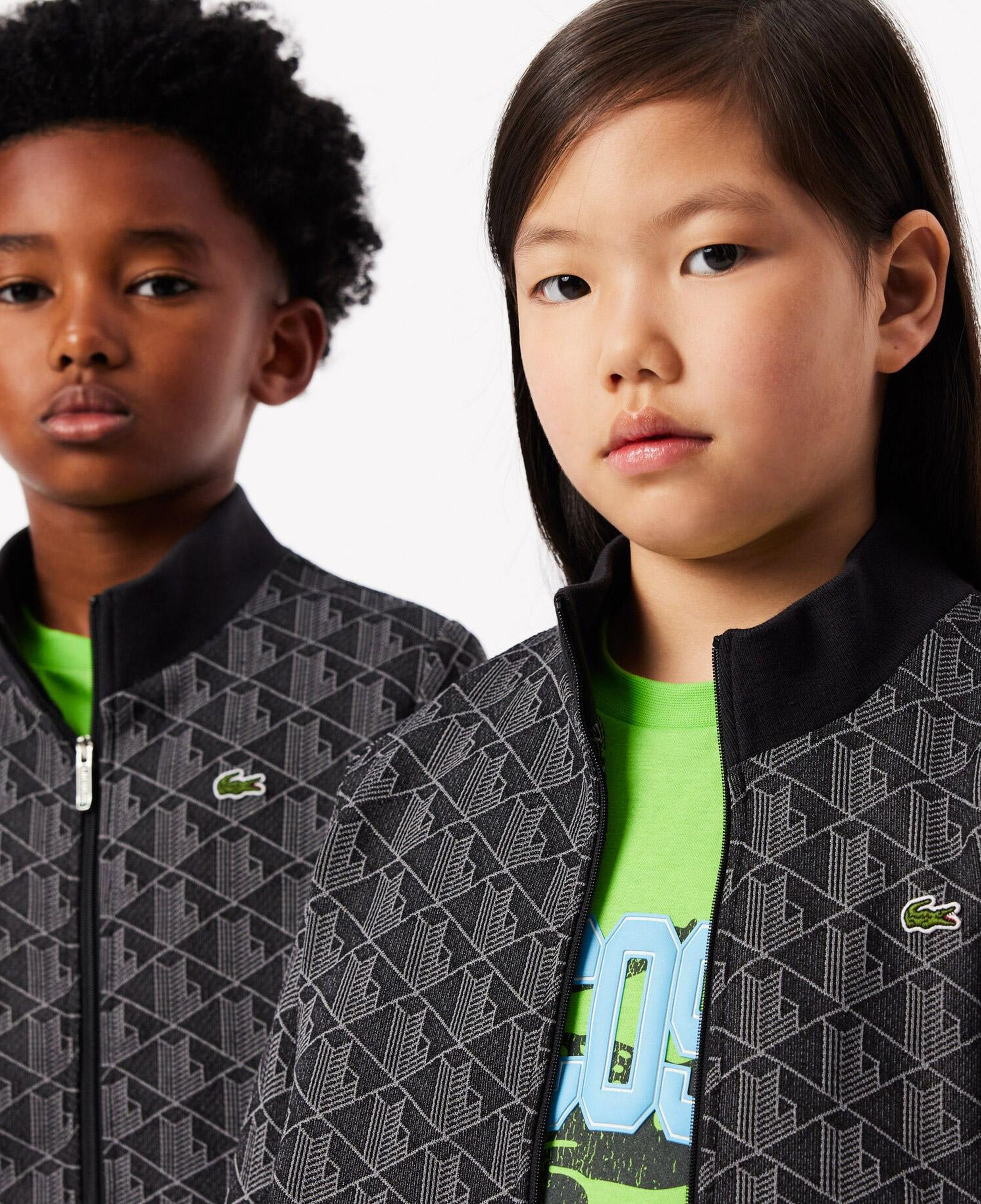 Lacoste Çocuk Fermuarlı Monogram Siyah Sweatshirt