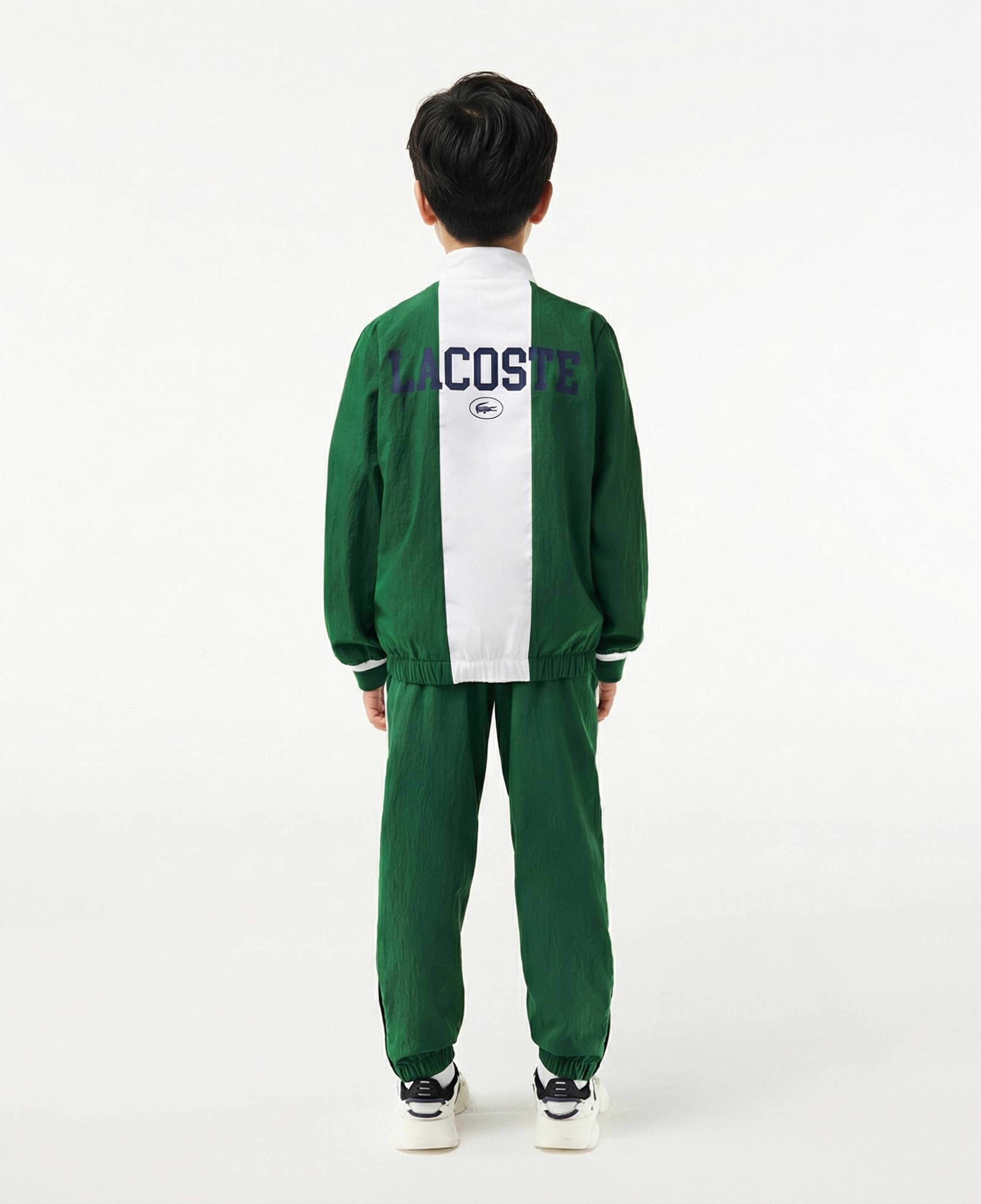 Lacoste Çocuk Fermuarlı Renk Bloklu Yeşil Eşofman Takımı