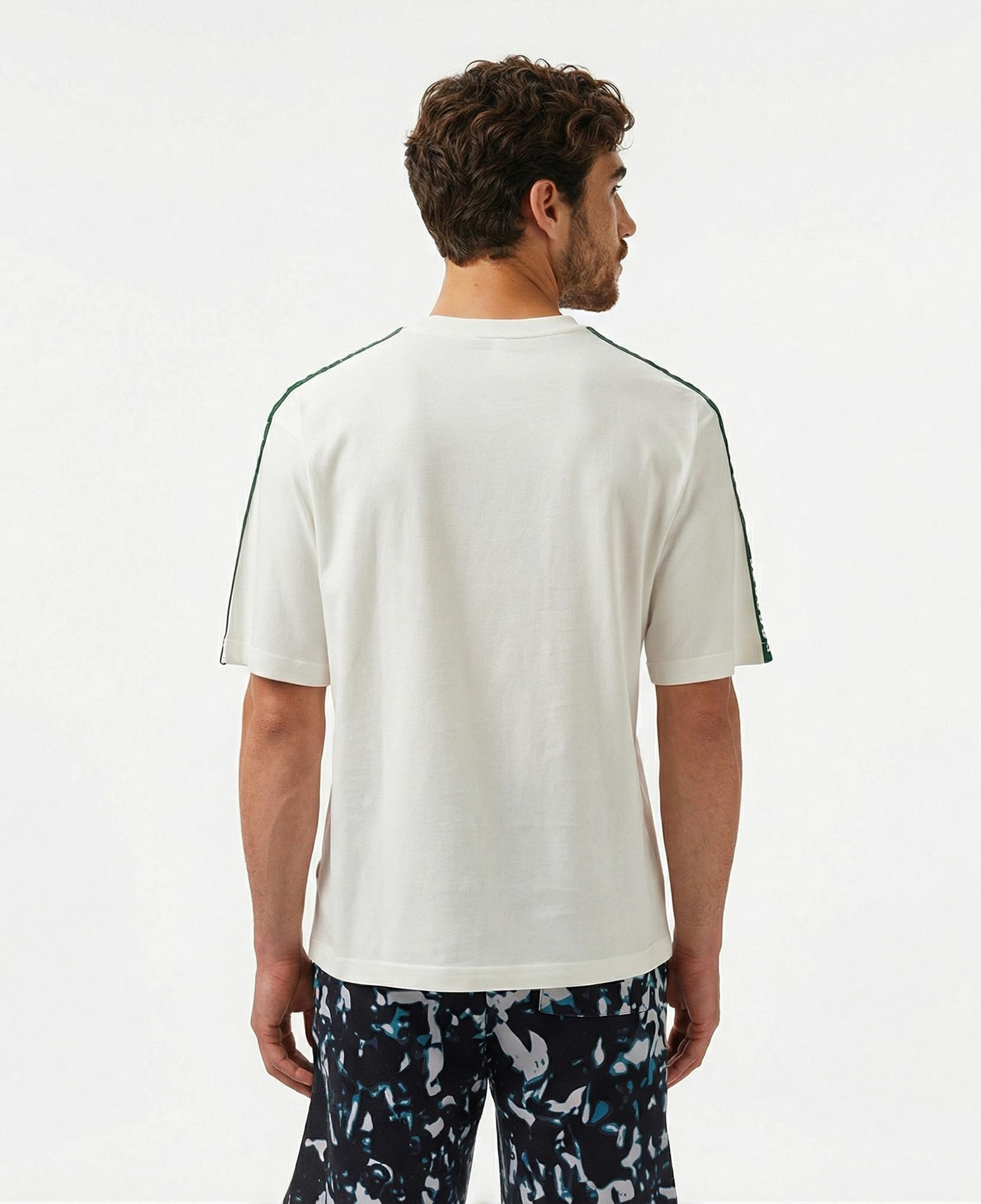 Lacoste Erkek Relaxed Fit Bisiklet Yaka Baskılı Beyaz T-Shirt