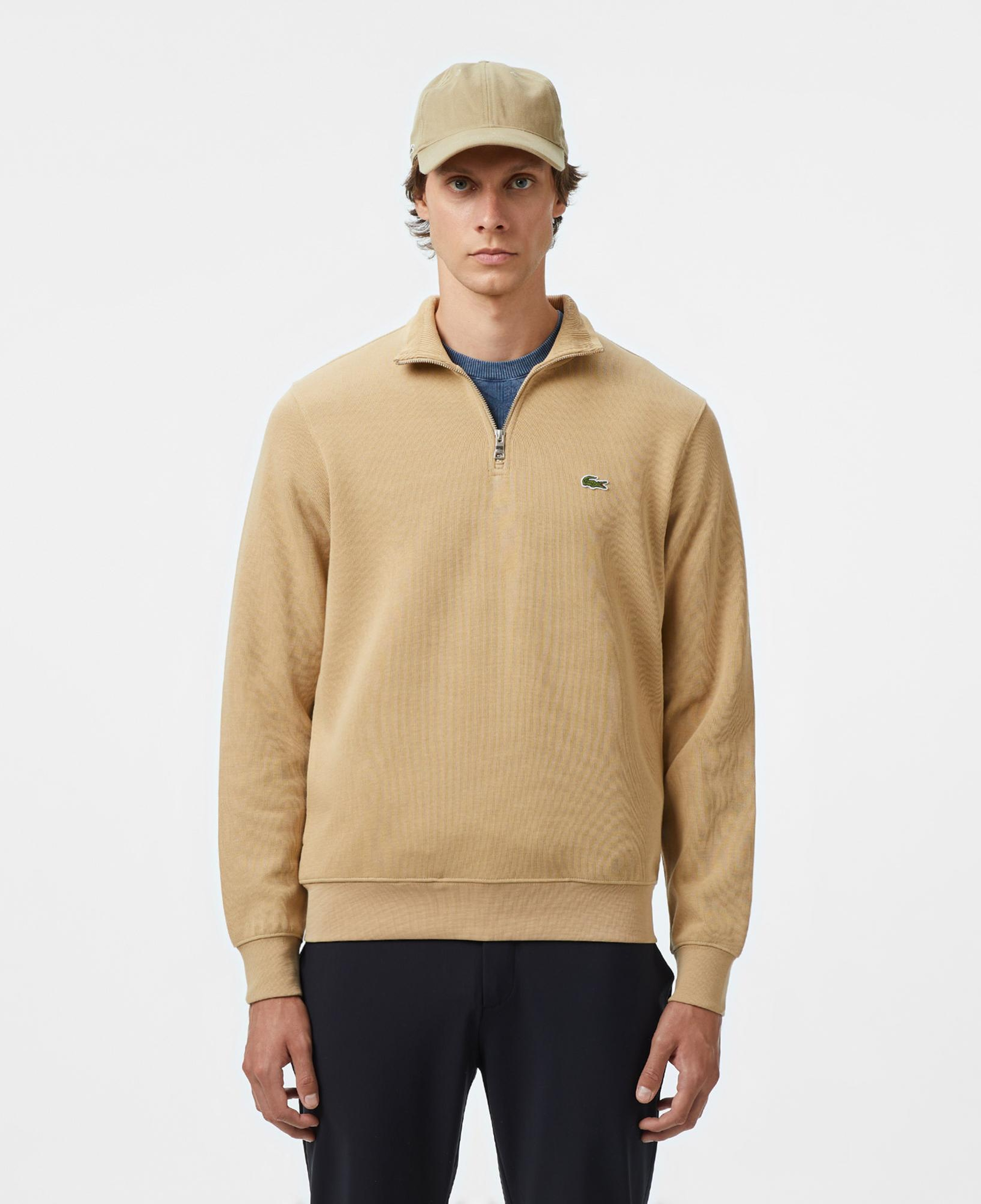 Lacoste Erkek Classic Fit Yarım Fermuarlı Bej Sweatshirt