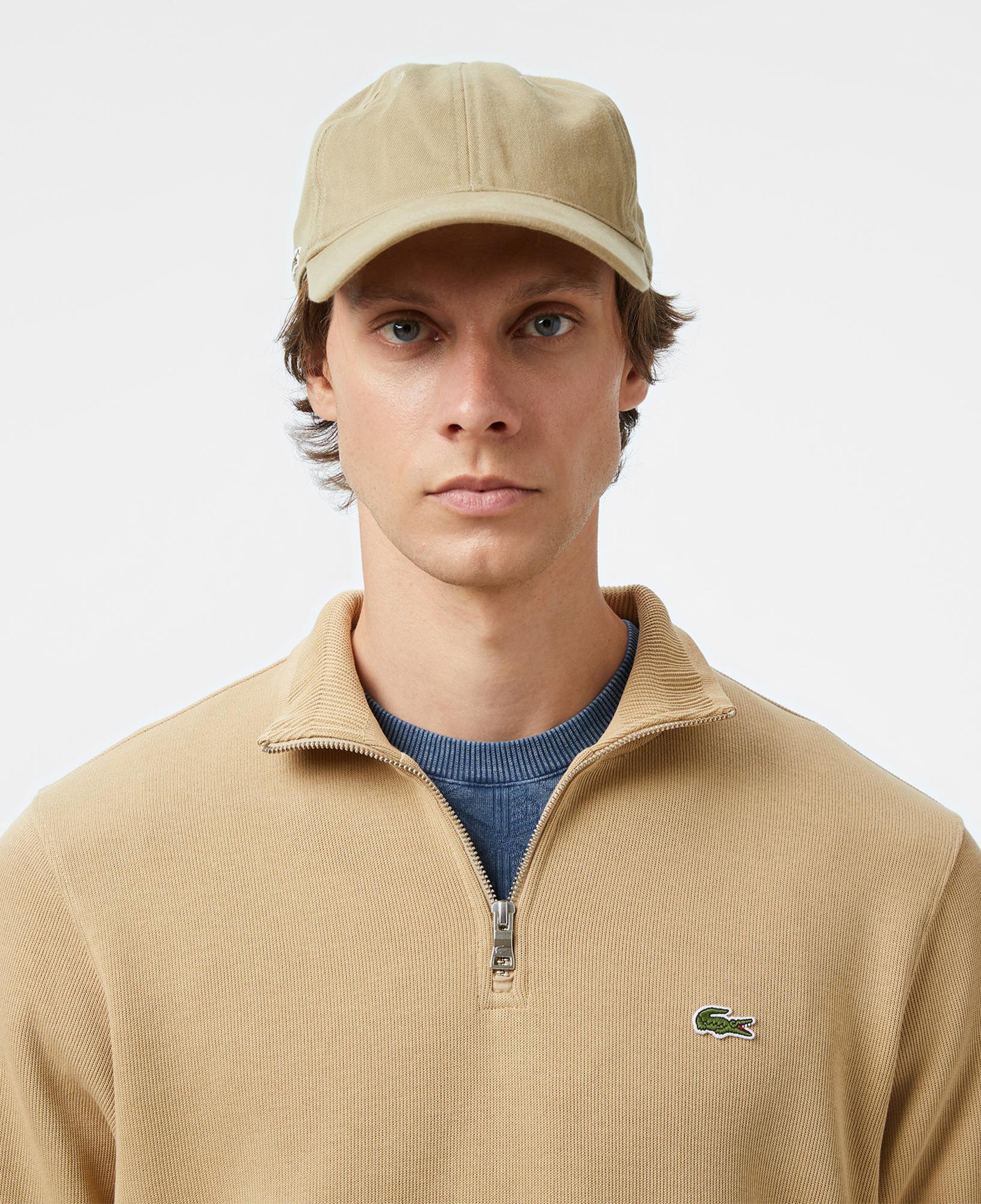 Lacoste Erkek Classic Fit Yarım Fermuarlı Bej Sweatshirt