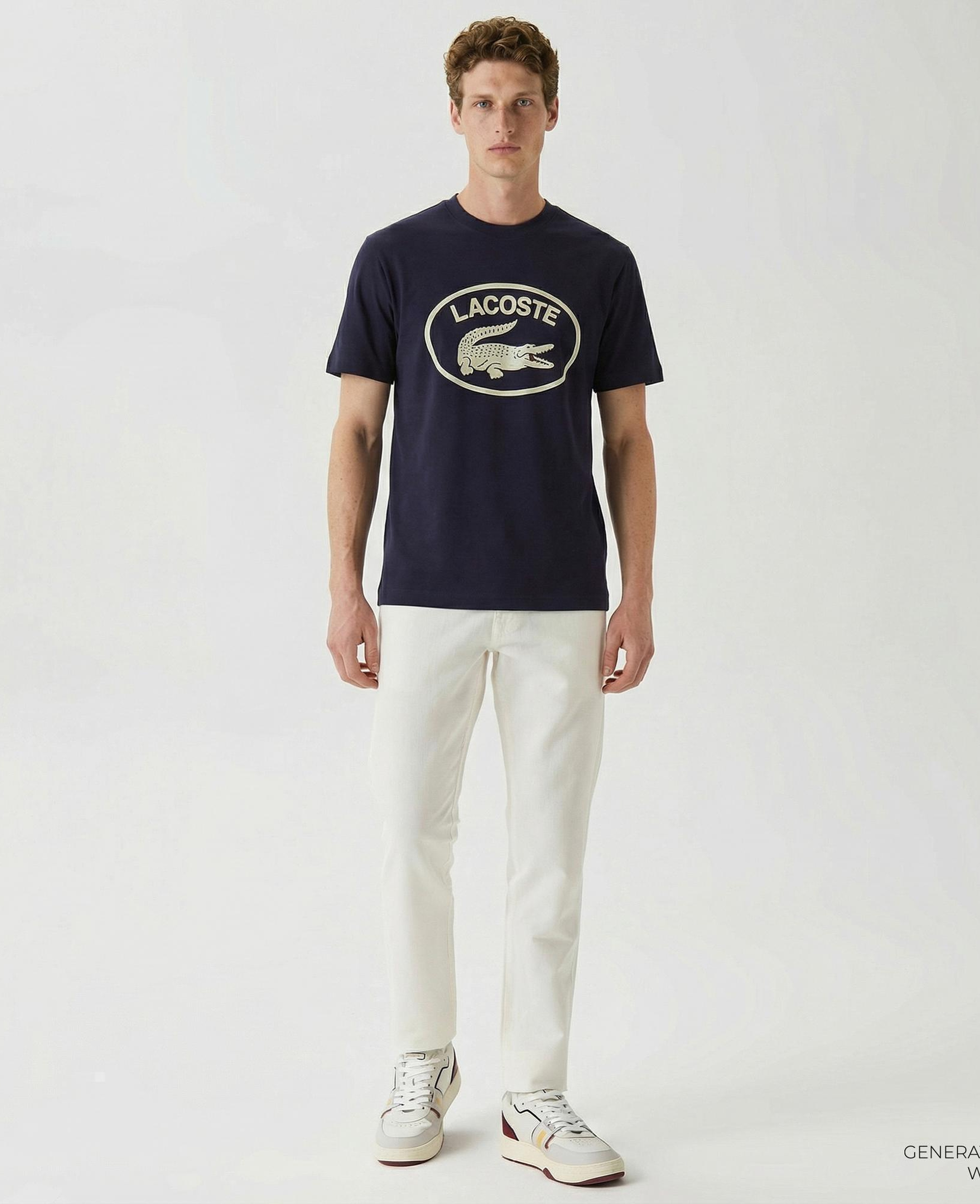 Lacoste Erkek Relaxed Fit Bisiklet Yaka Baskılı Lacivert T-Shirt