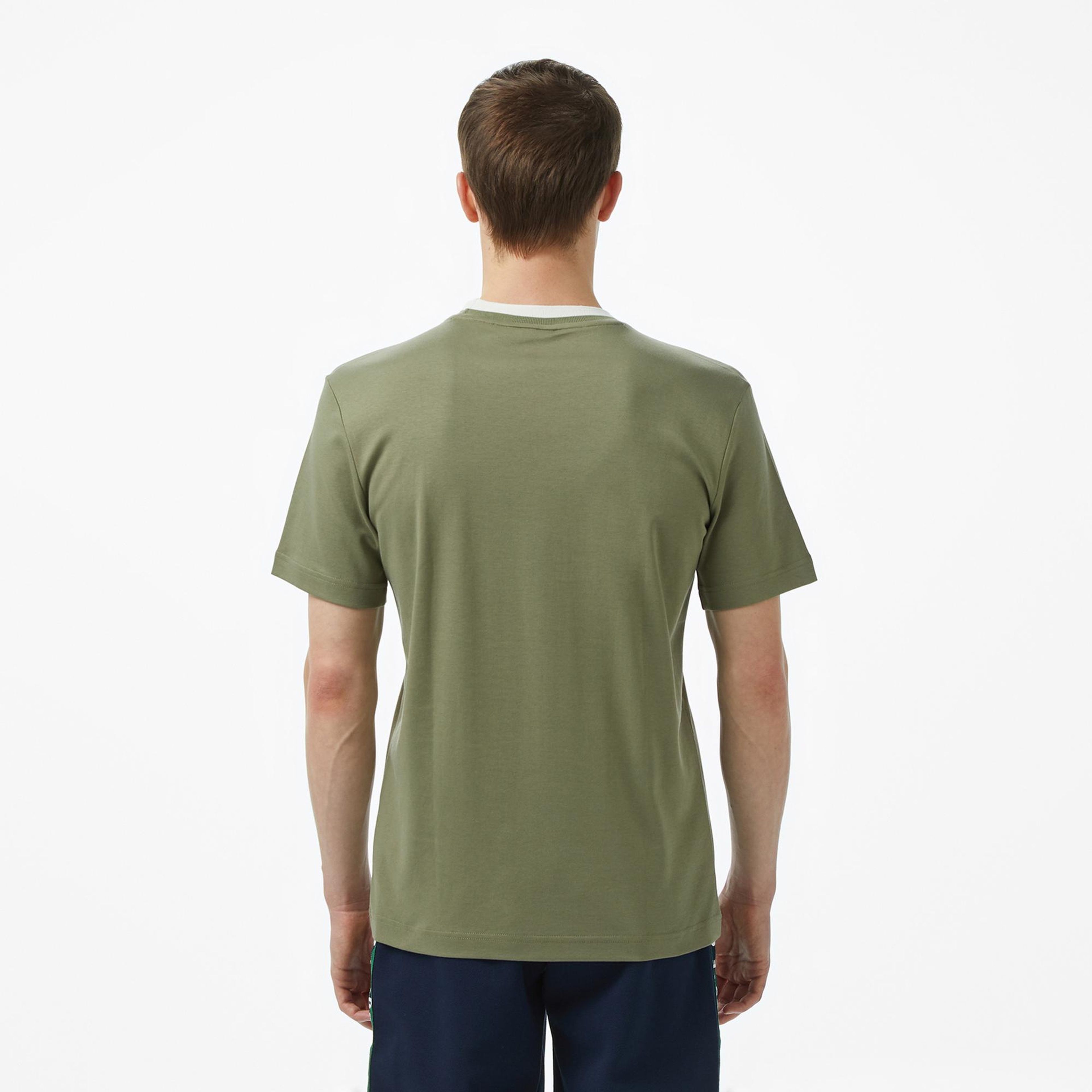 Lacoste Erkek Slim Fit Bisiklet Yaka Baskılı Haki T-Shirt