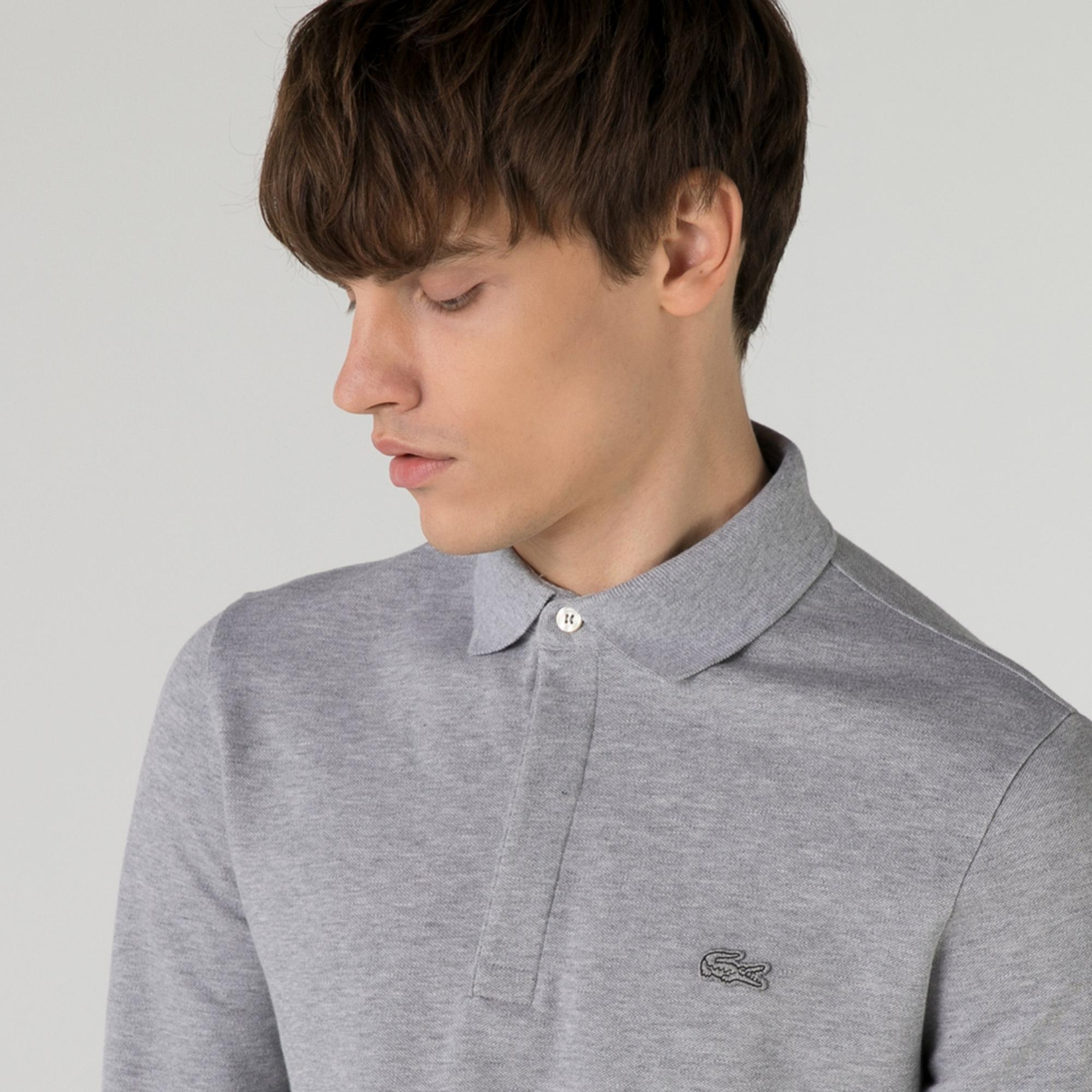 Lacoste Paris Erkek Regular Fit Uzun Kollu Koyu Gri Polo
