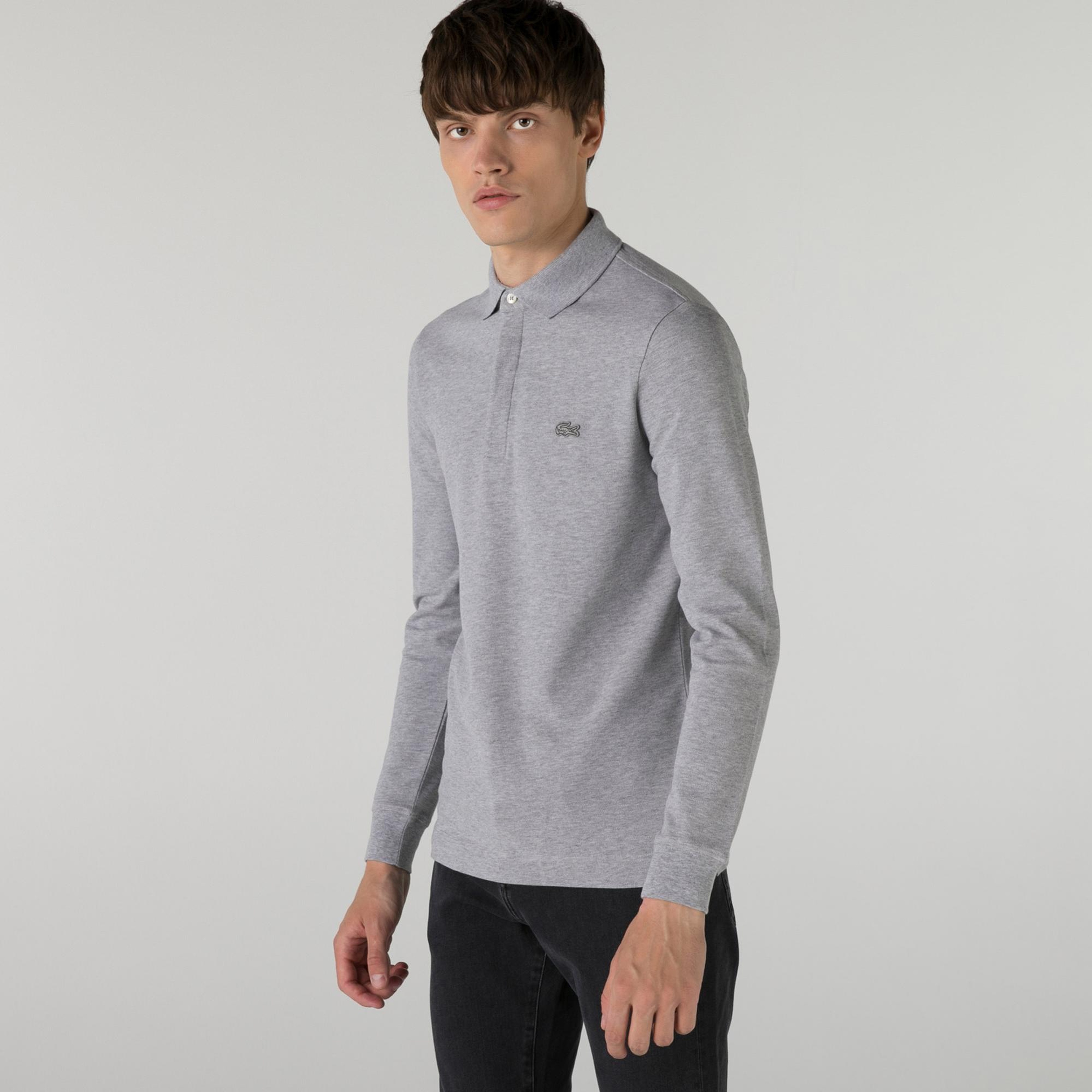 Lacoste Paris Erkek Regular Fit Uzun Kollu Koyu Gri Polo