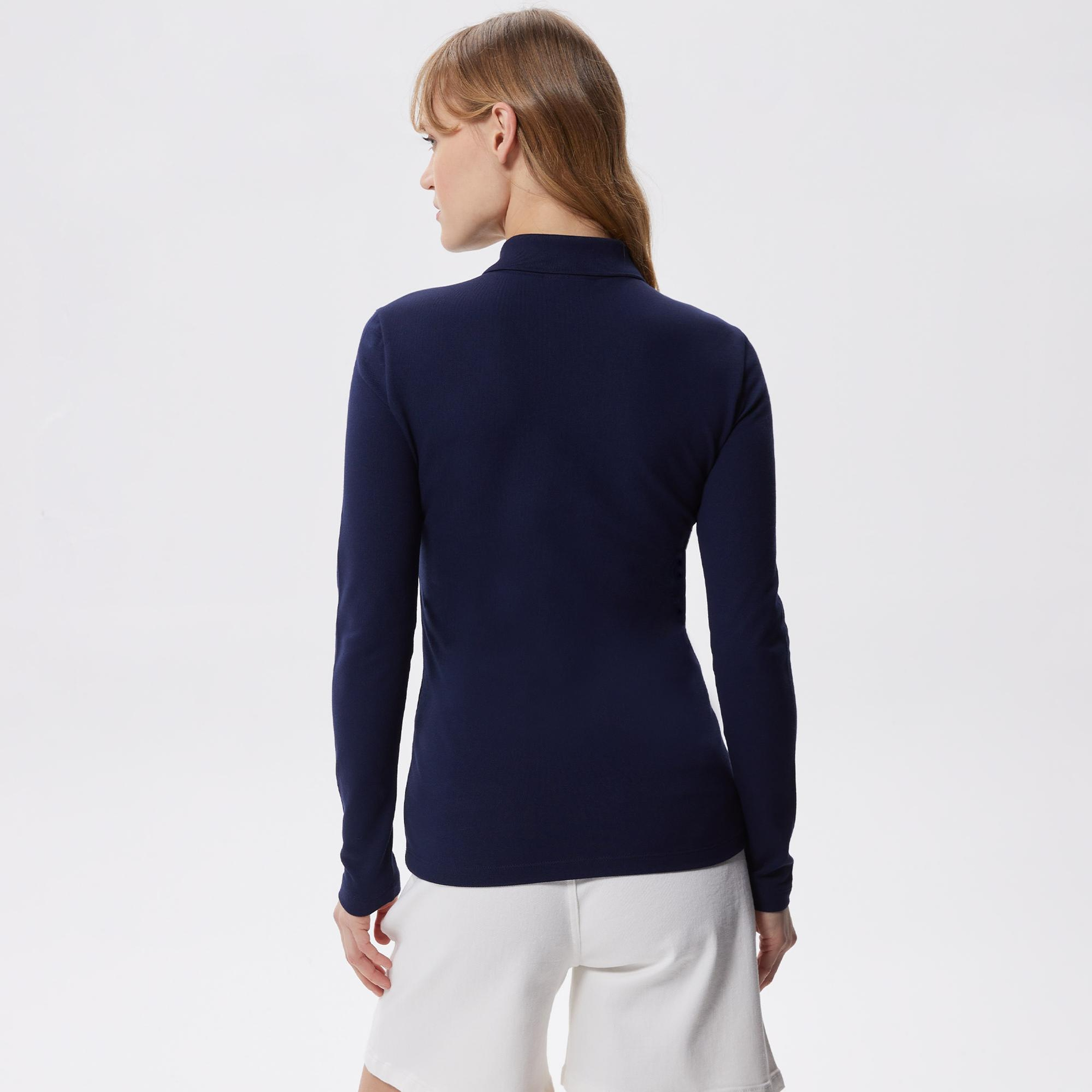 Lacoste Kadın Slim Fit Uzun Kollu Lacivert Polo
