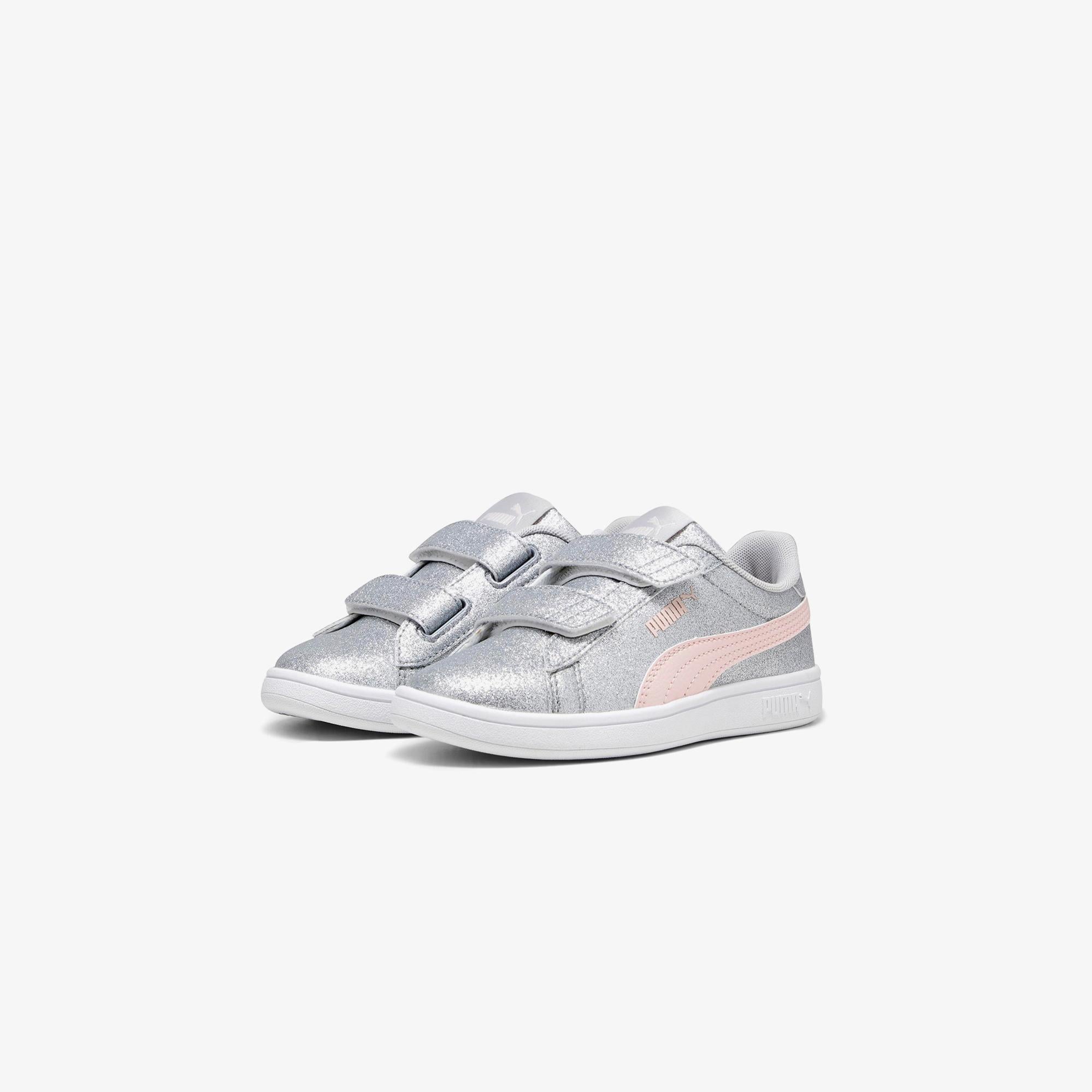 Puma Smash 3.0 Gliz Glam V PS Çocuk Gri Spor Ayakkabı