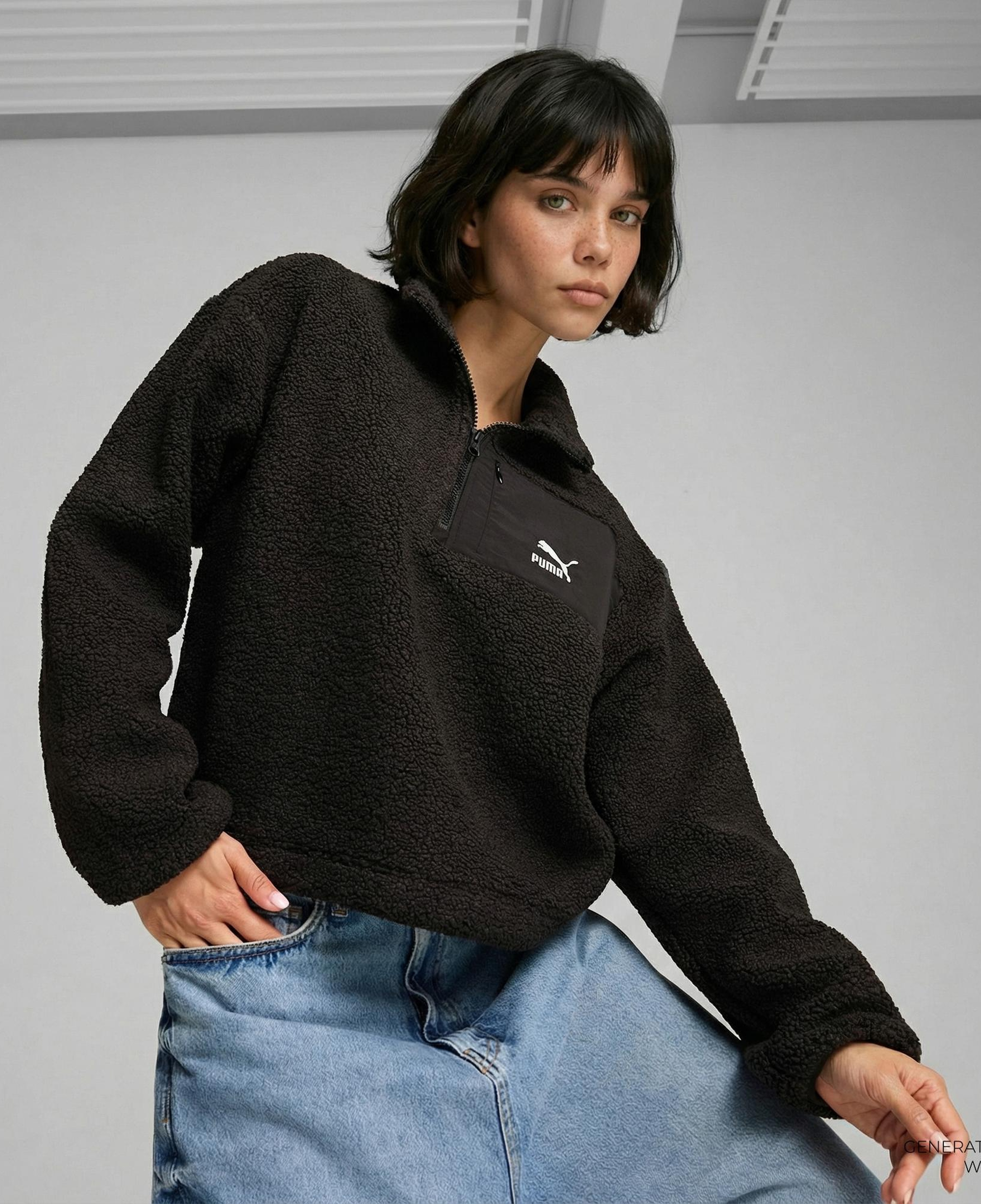 Puma Classics Winterized Half-Zip Kadın Siyah Sweatshirt