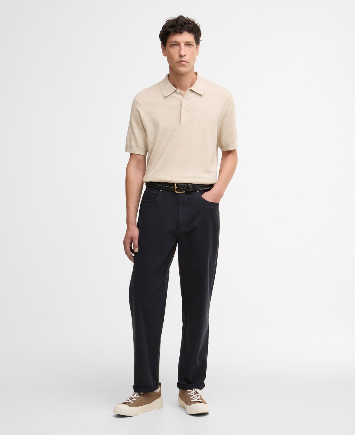 Barbour Muston Linen Blend Knitted Polo Yaka