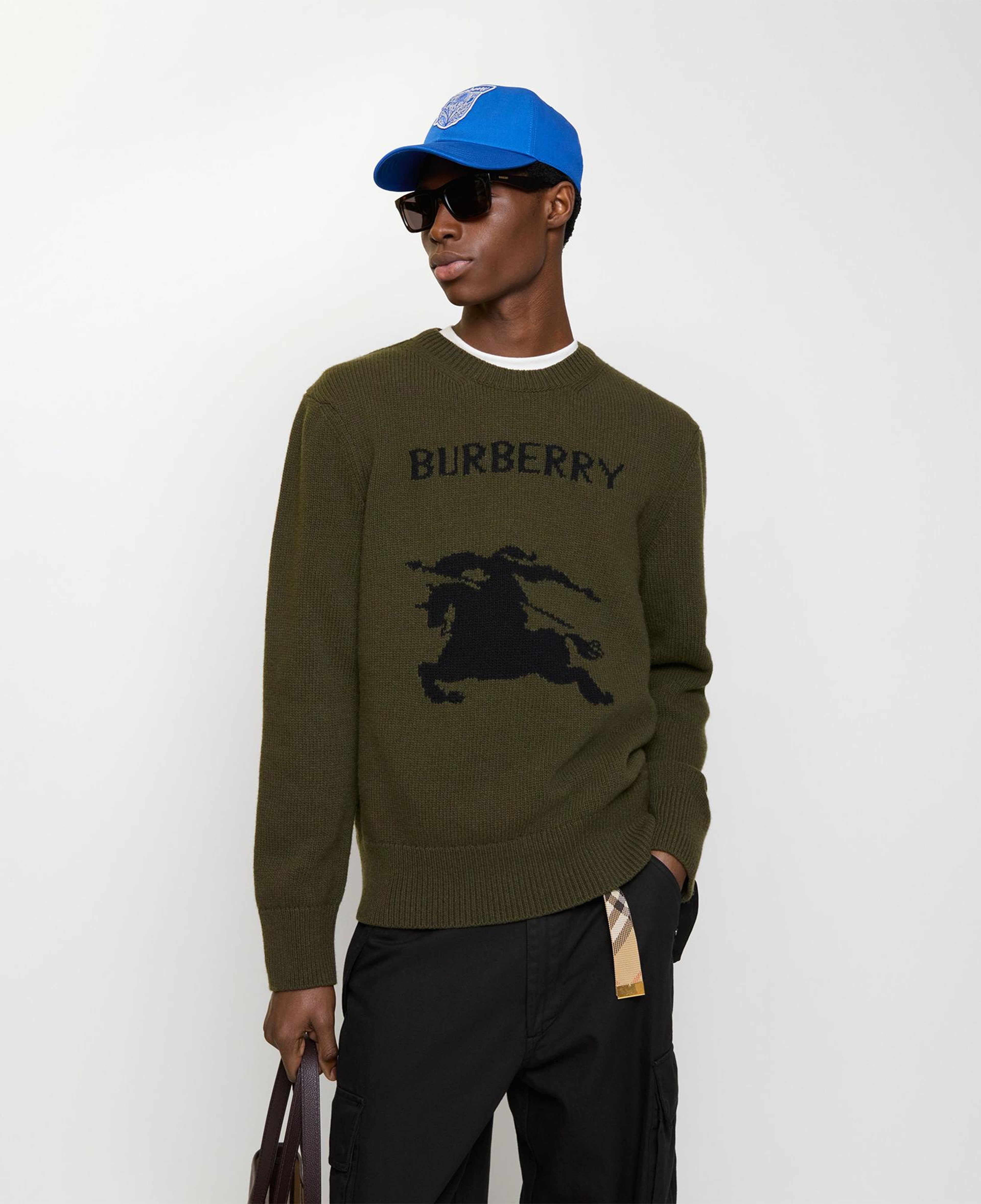 Burberry Ekd Wool Cashmere Erkek Haki Trıko