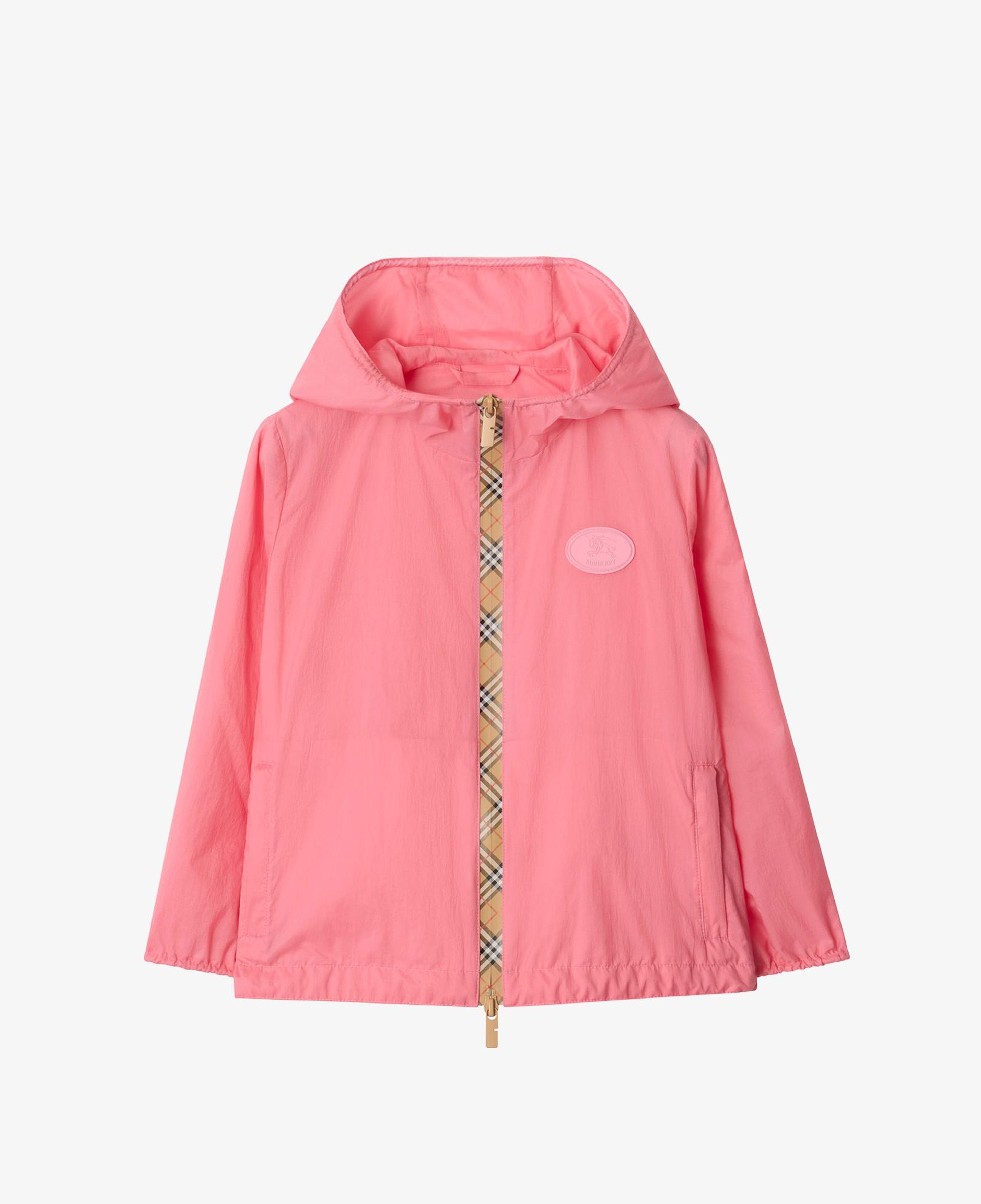 Burberry Checker-Tape Nylon Hooded Çocuk Pembe Mont