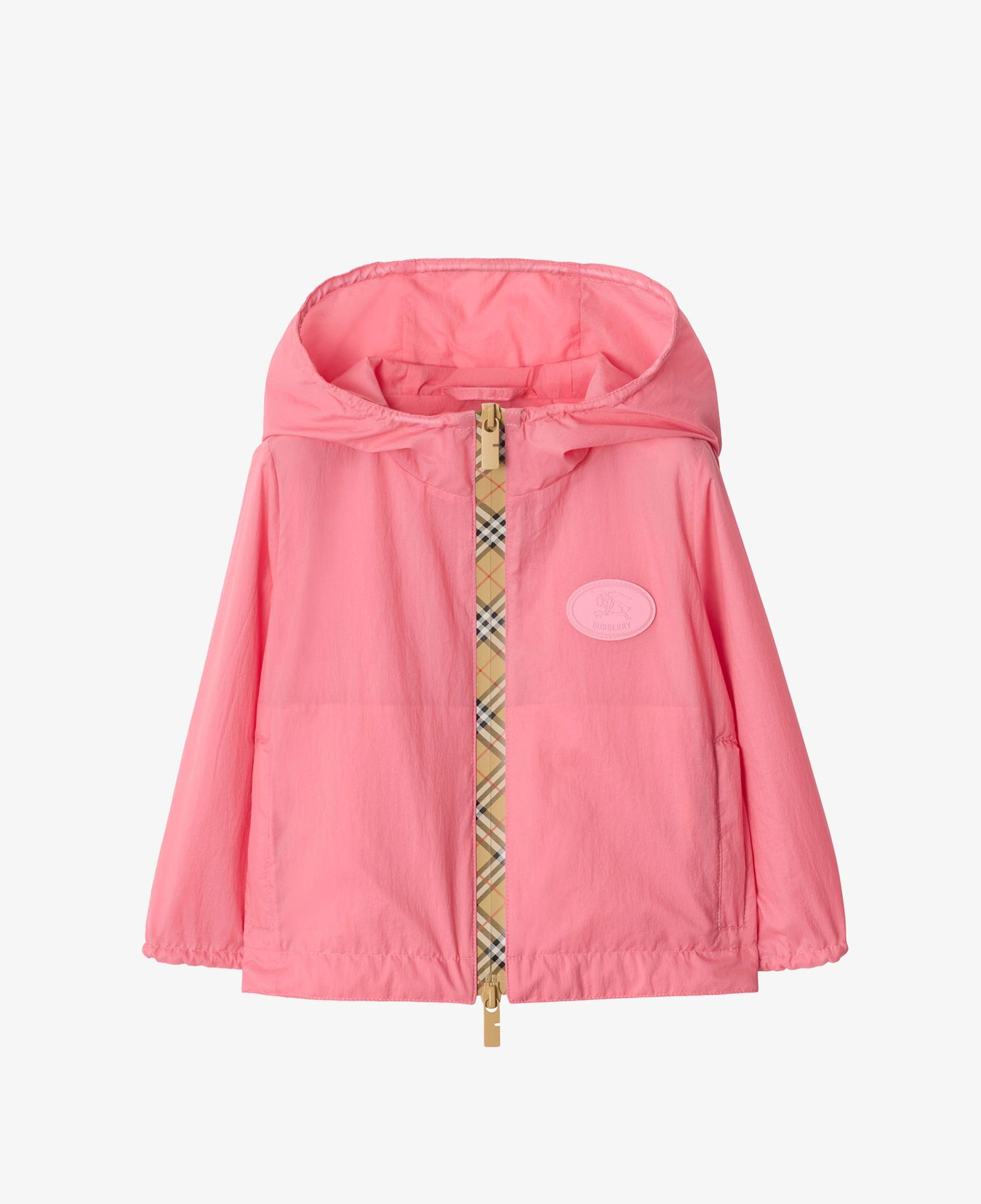 Burberry Checker-Tape Nylon Hooded Çocuk Pembe Mont