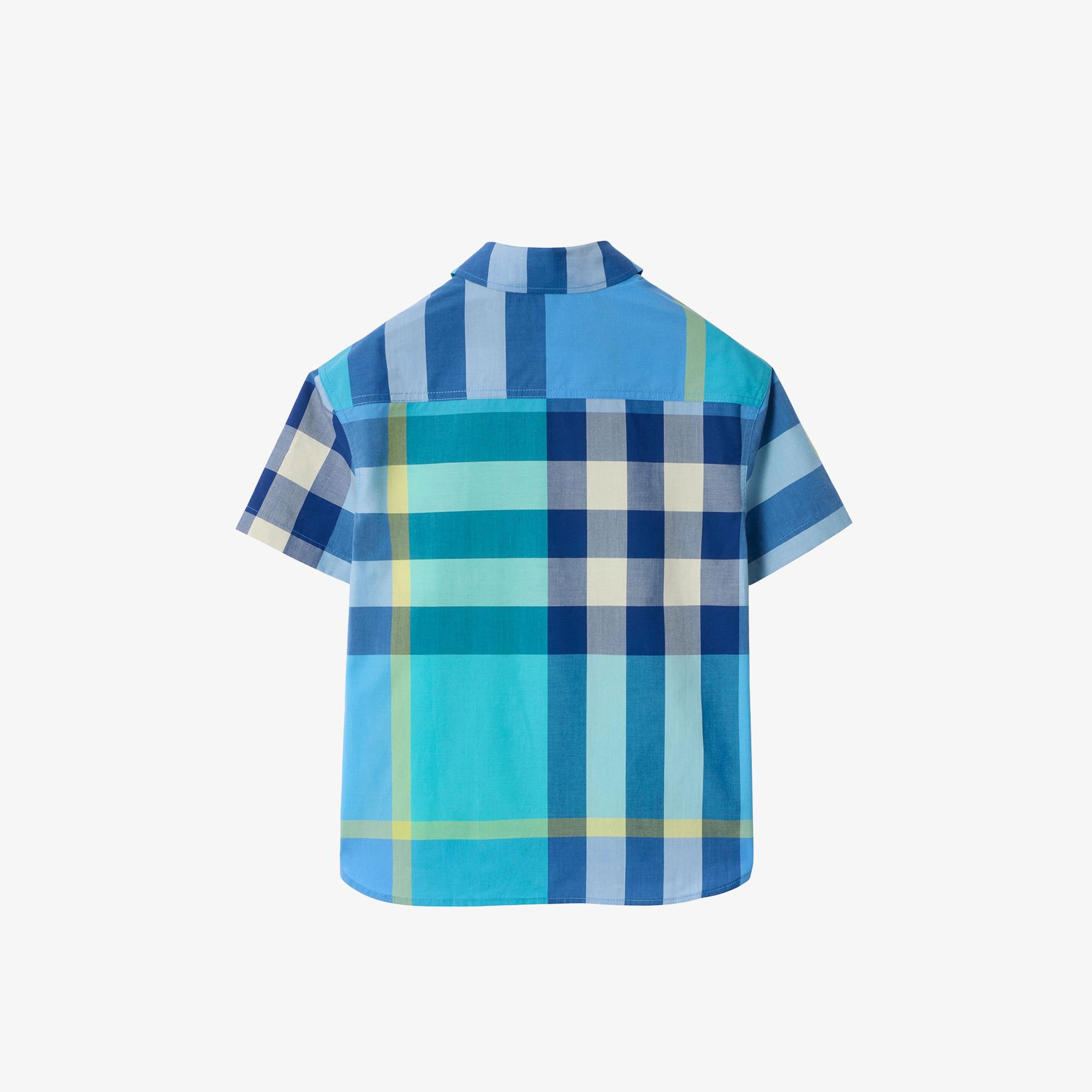 Burberry Check Cotton Çocuk Mavi Gömlek