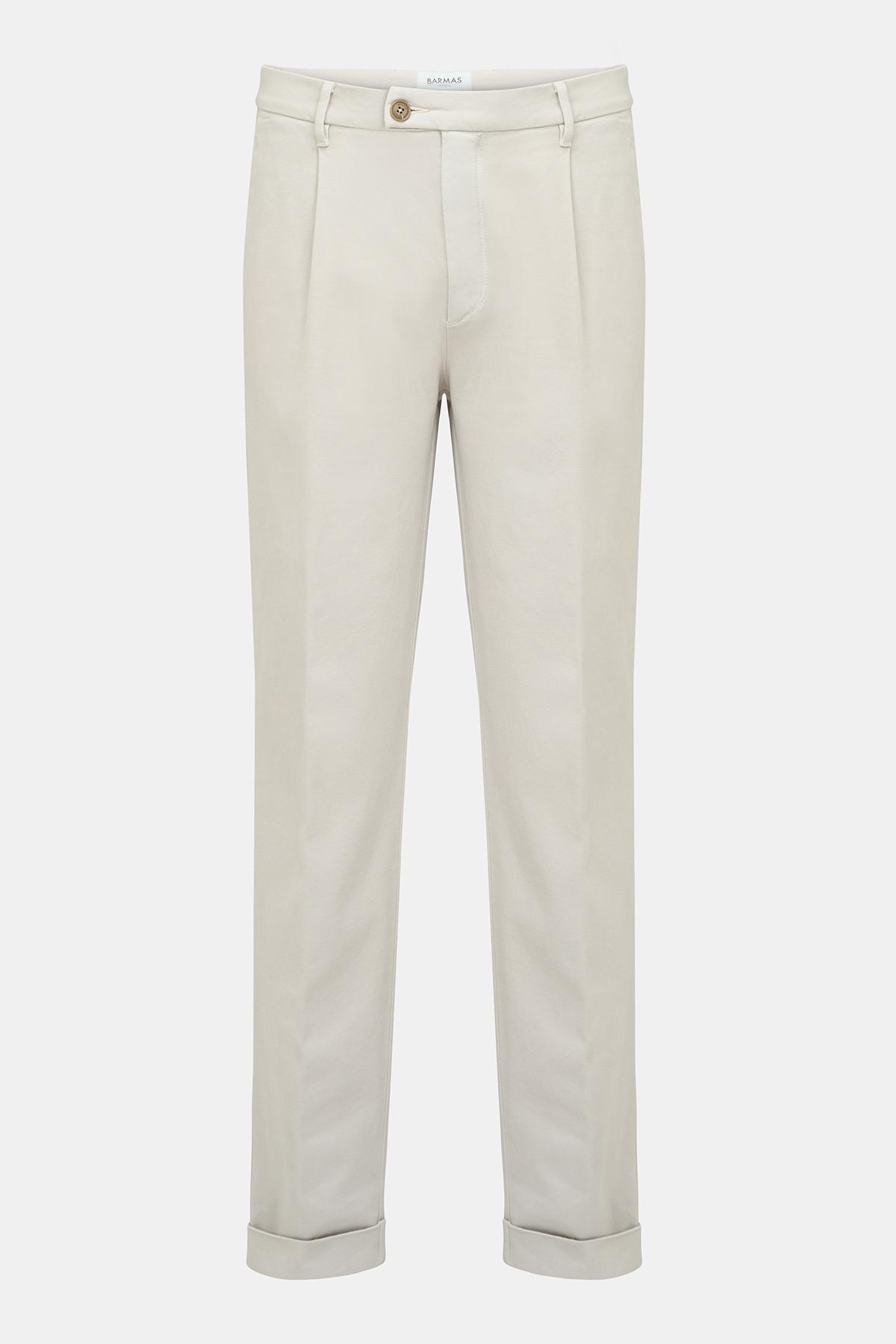 Erkek Bej Pamuk Streç Chino Pantolon