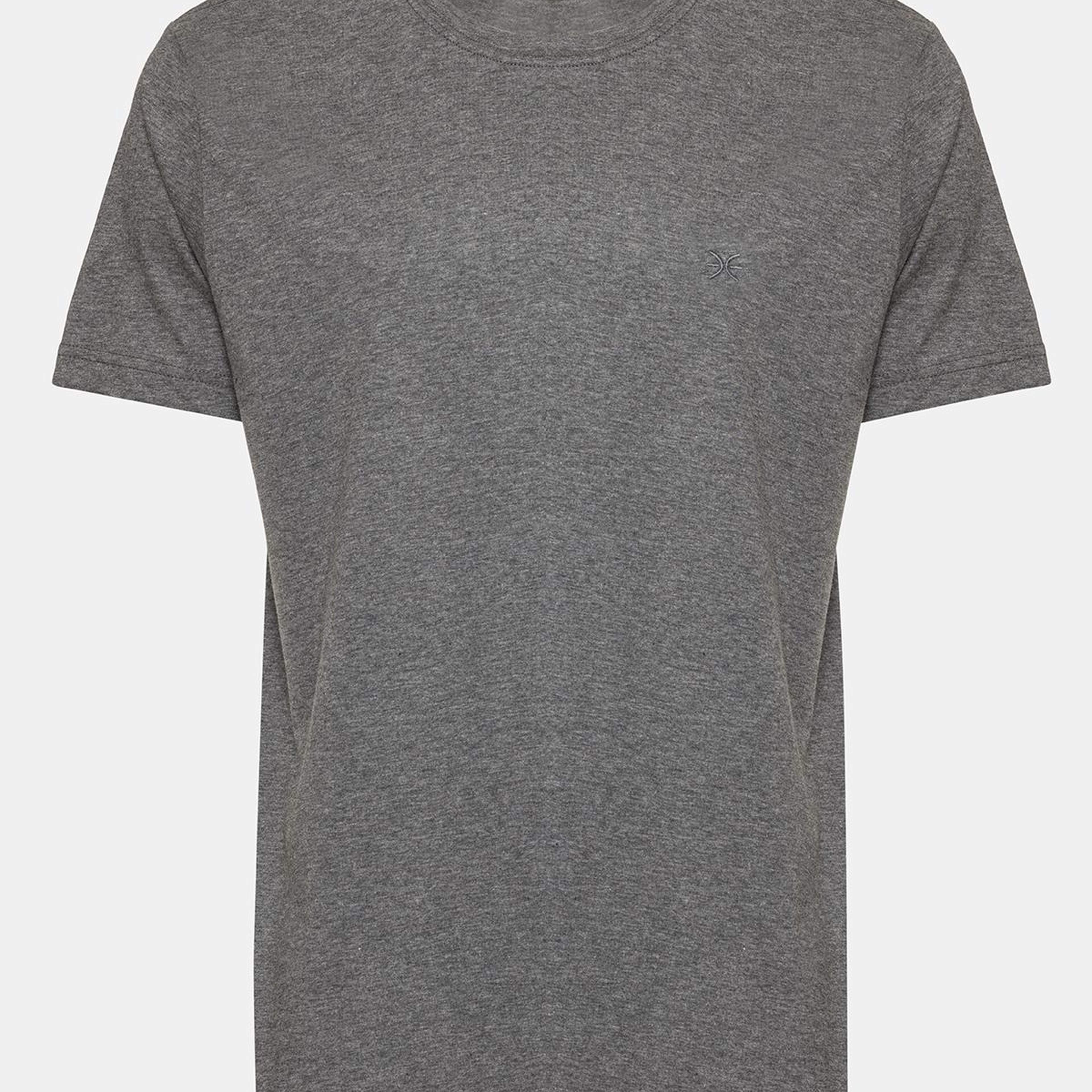 Erkek Gri Melanj Organik Pamuklu Bisiklet Yaka T-Shirt