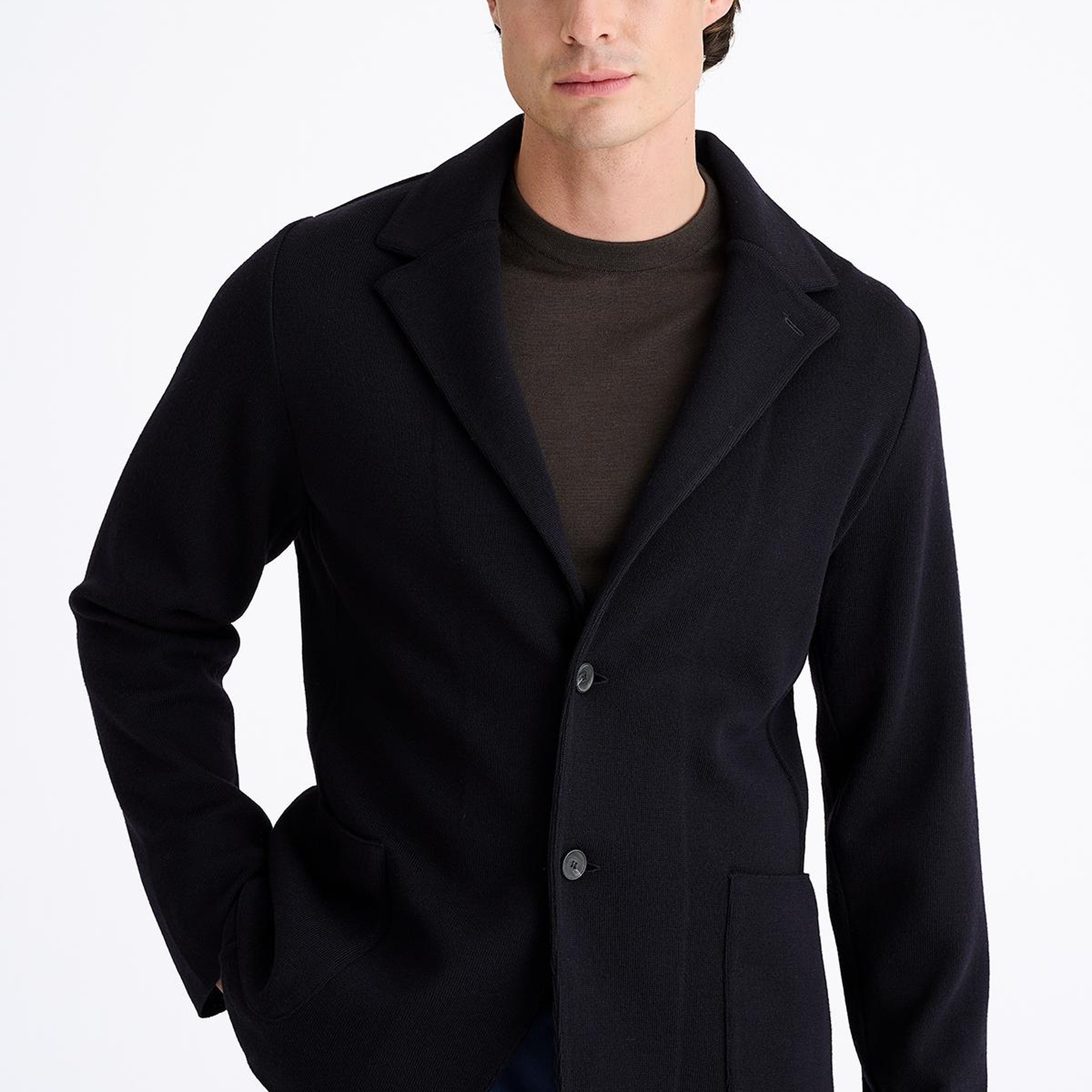 Erkek Lacivert Extrafine Yün Triko Ceket