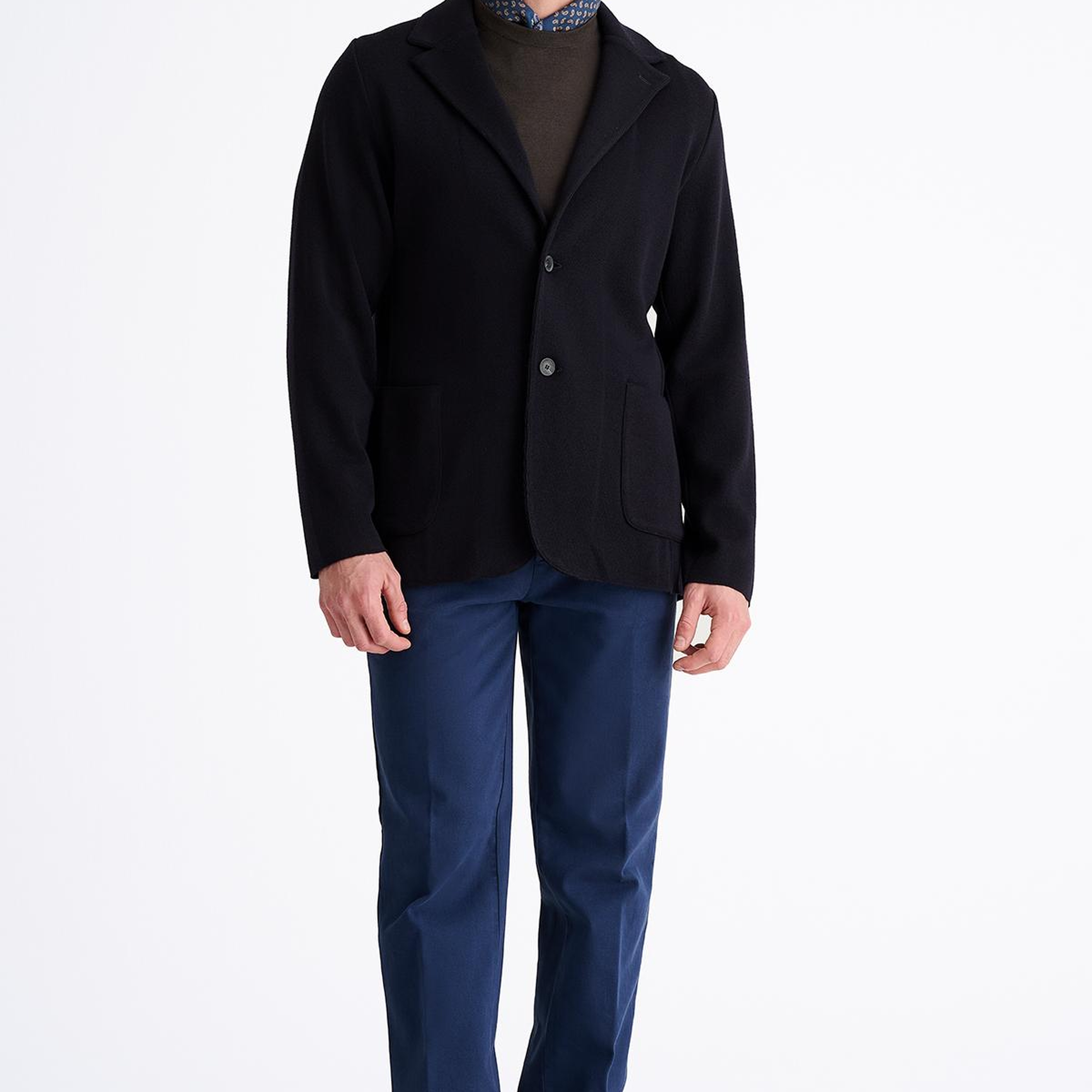 Erkek Lacivert Extrafine Yün Triko Ceket