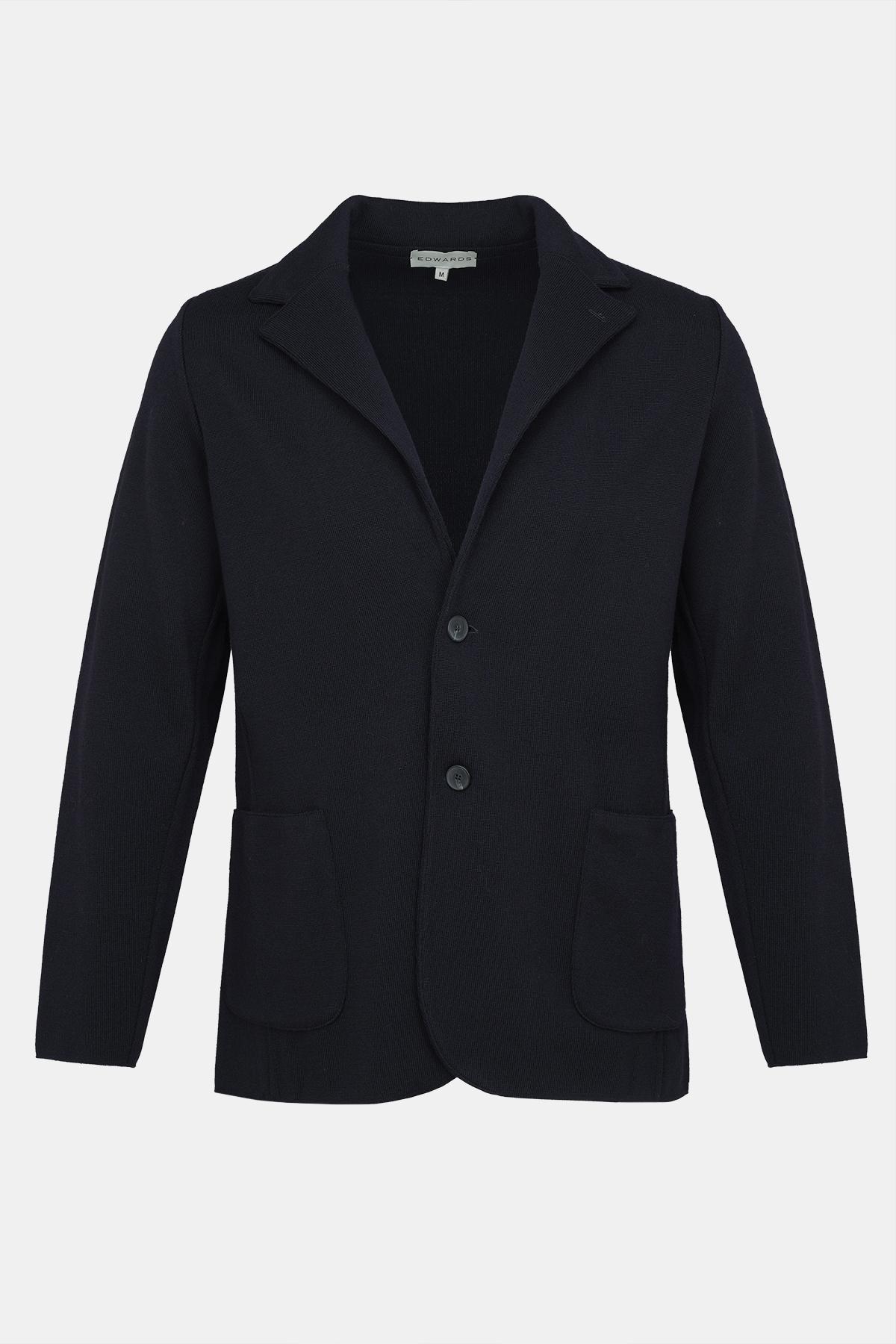 Erkek Lacivert Extrafine Yün Triko Ceket