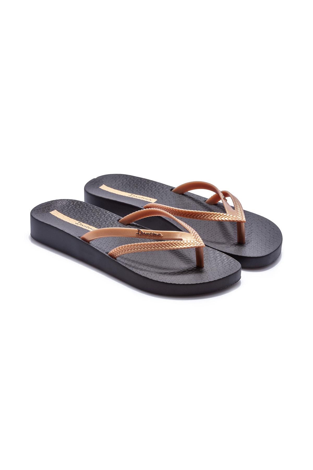 Bossa Soft Kadın Parmak Arası Terlik Altın Siyah 35/42