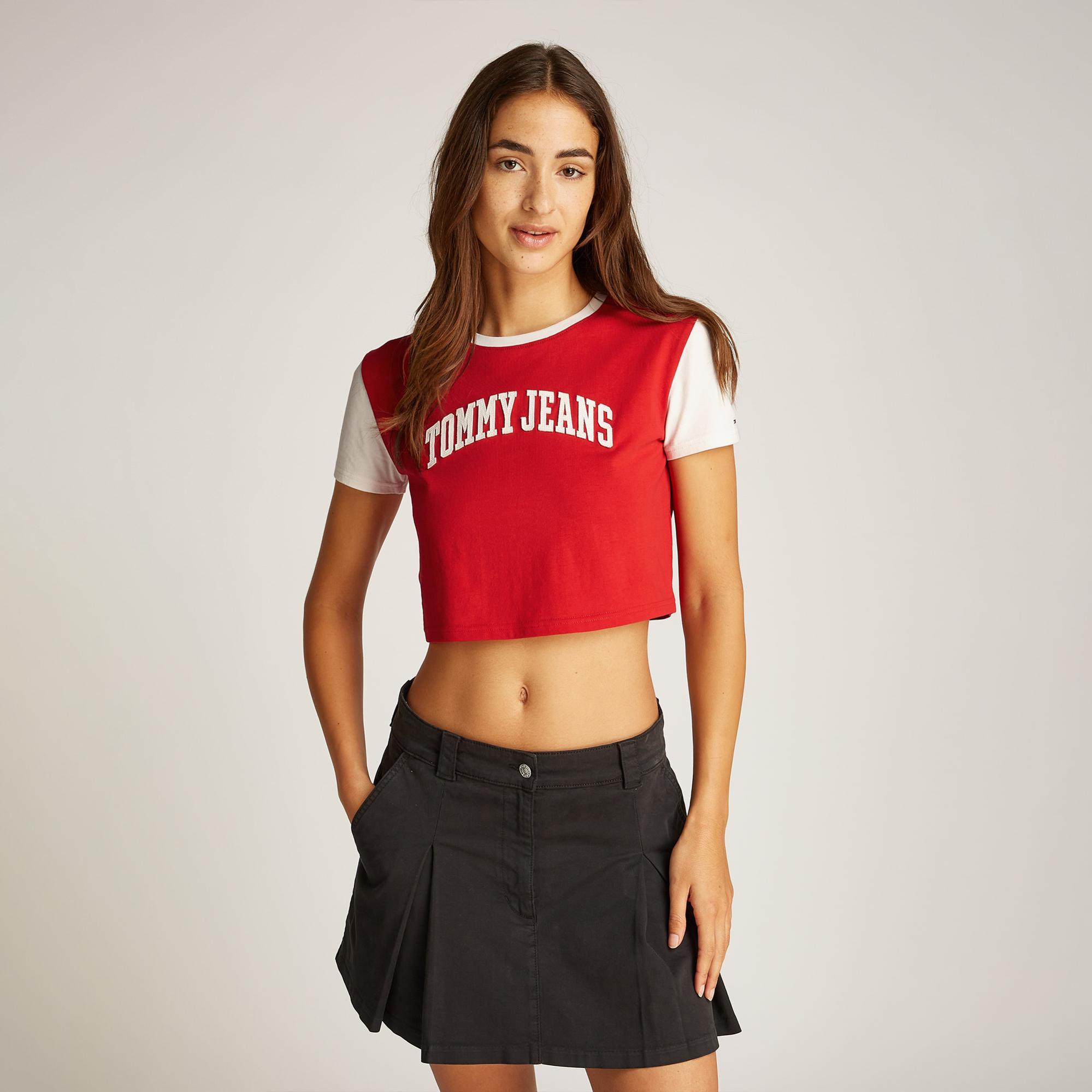Tommy Hilfiger Tjw Reg Crp Varsity Kadın Kırmızı T-Shirt
