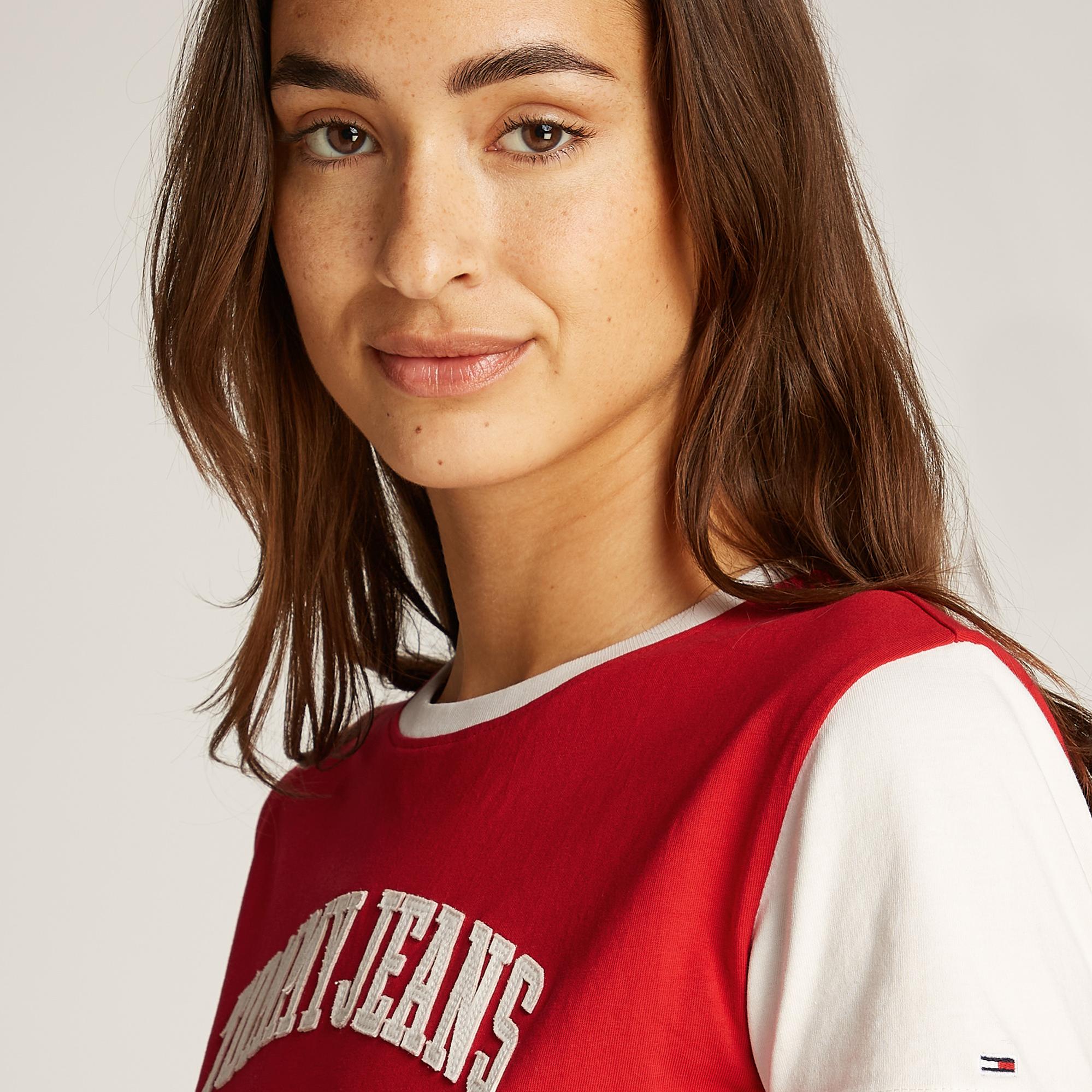 Tommy Hilfiger Tjw Reg Crp Varsity Kadın Kırmızı T-Shirt