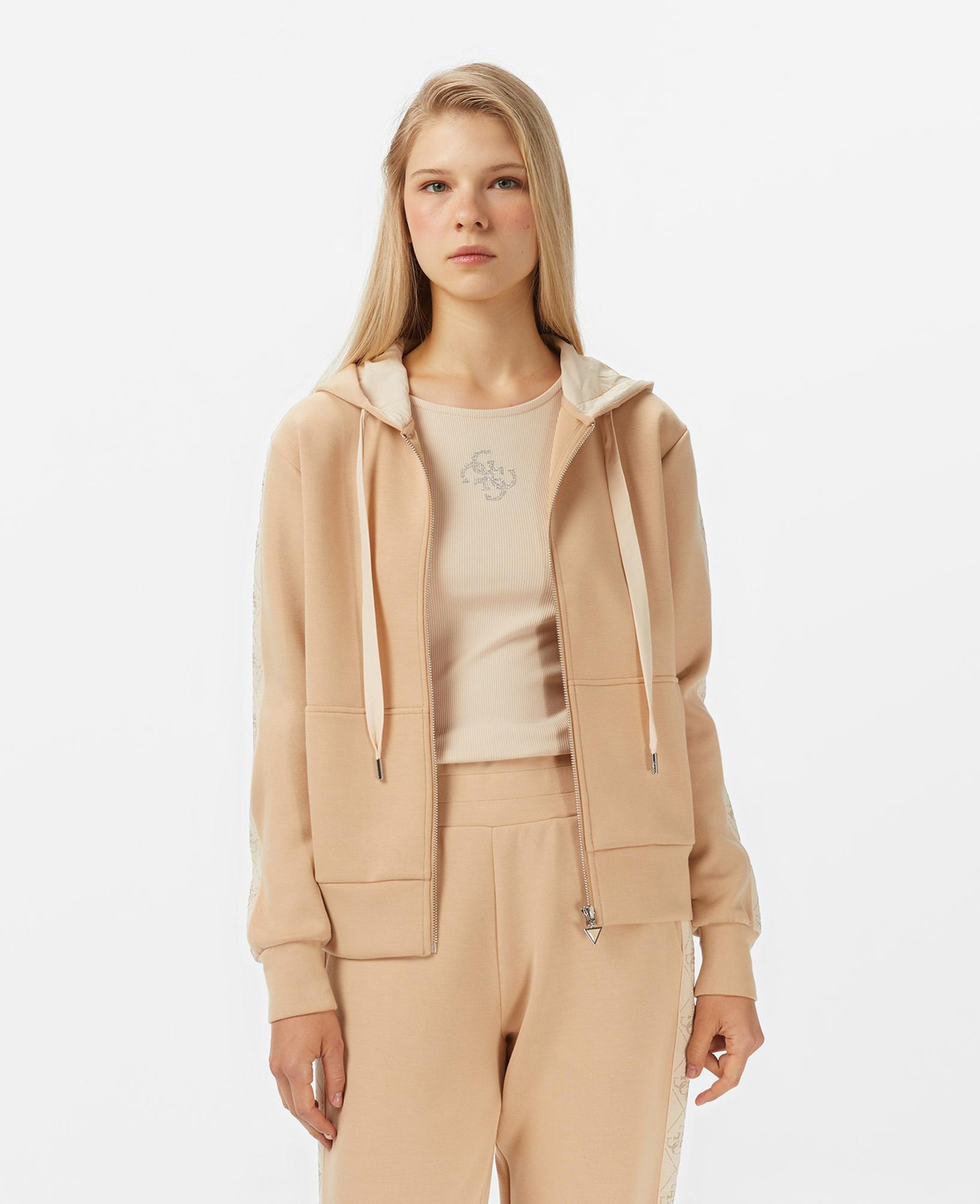 Guess New Hooded Scuba Kadın Bej Hoodie